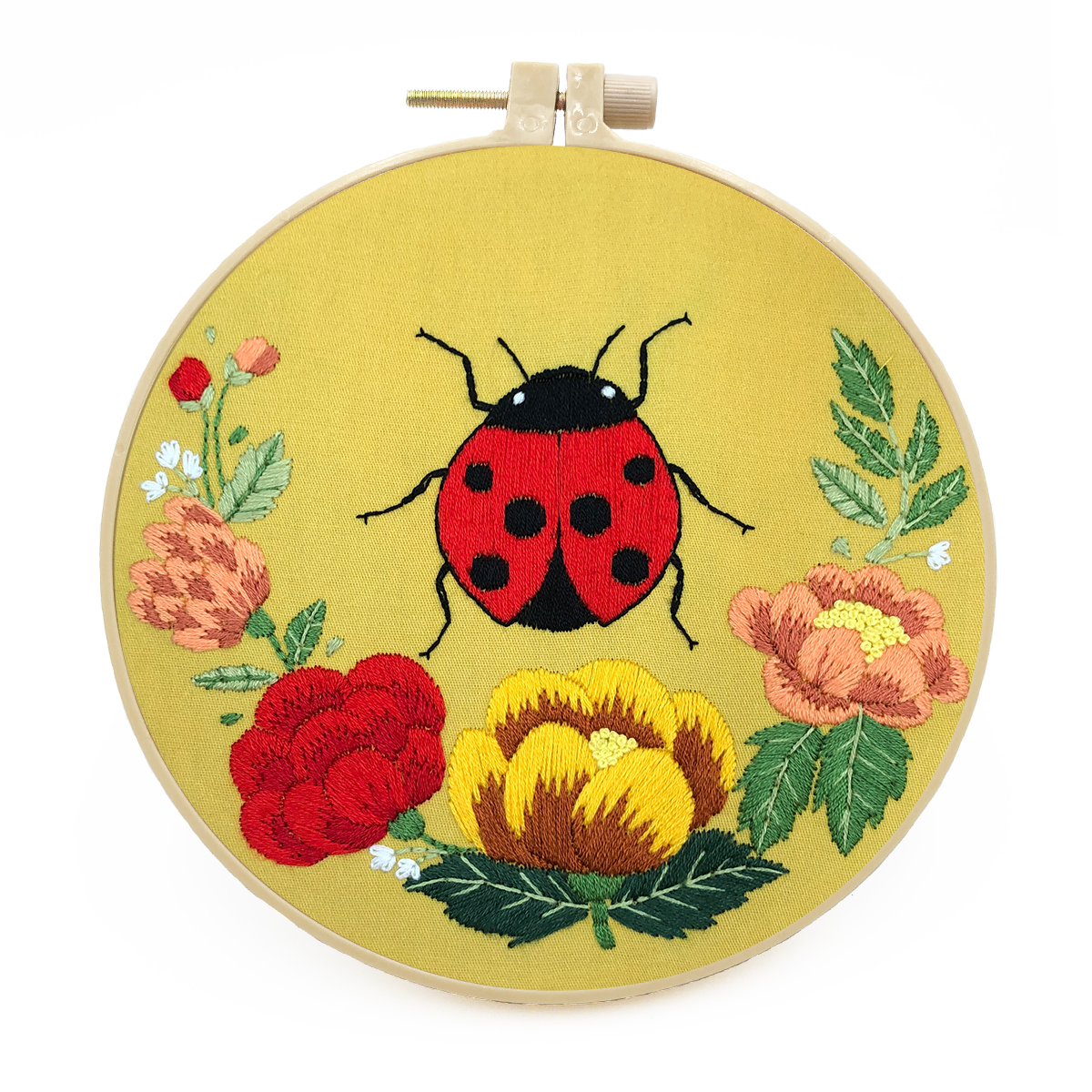 Embroidery Starter Kit Cross stitch kit for Adult Beginner -Red Ladybug pattern
