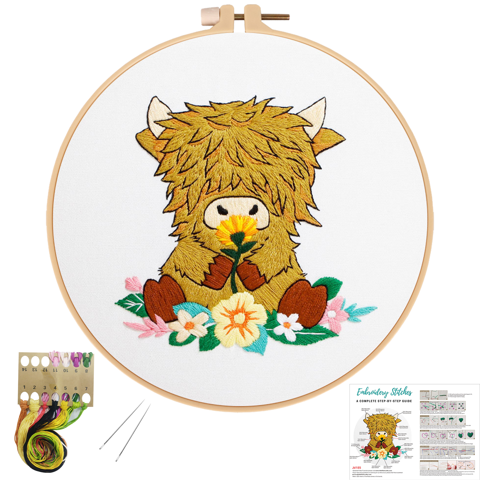 Embroidery Starter Kit Cross stitch kit for Adult Beginner -Highland cow pattern