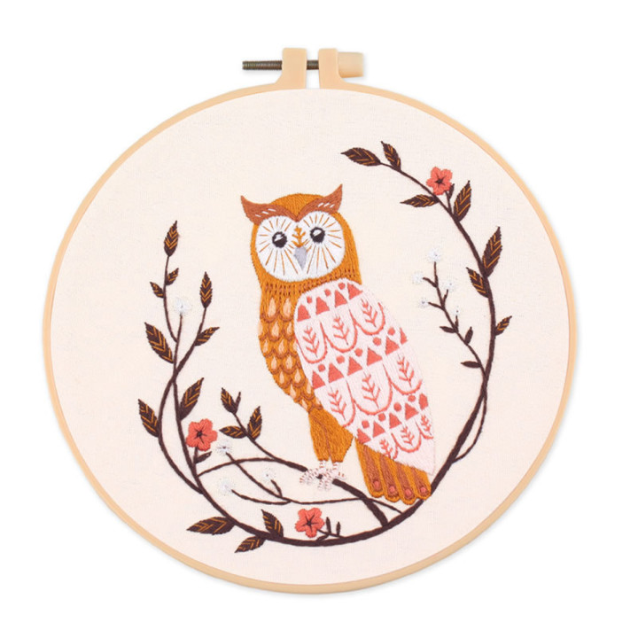 Embroidery kit with Patterns and Instructions for Adult Beginner - Cute Owl Pattern