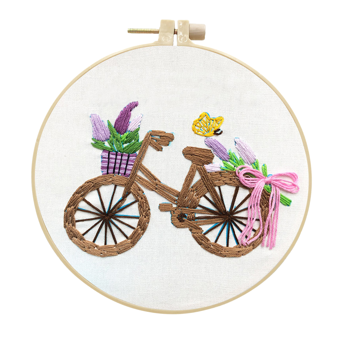 DIY Craft Handmade Embroidery kit for Adult - Bicycle and Lavender Pattern