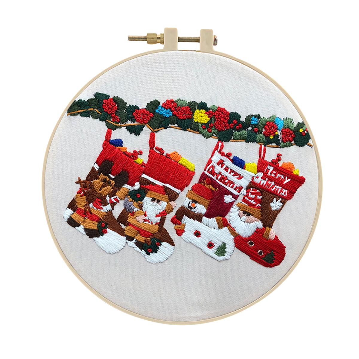 DIY Handmade Christmas Embroidery Kit Craft Cross Stitch Kits Beginner - Four Cute Socks Pattern
