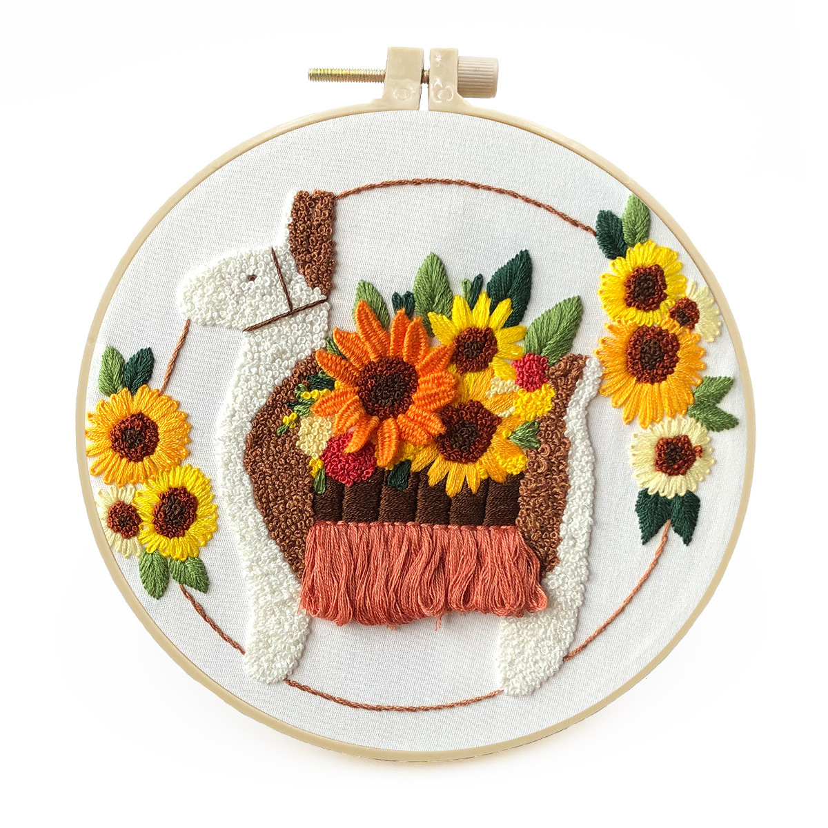 Embroidery starter kit for Adult Beginner - Alpaca Sunflower Pattern