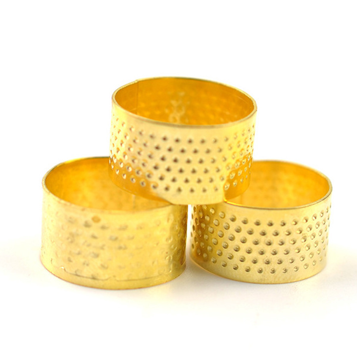 10PCS Copper Sewing Thimbles 16.5mm Inner Dia Golden Protector Shield Ring Cap Suitable Coverage Expandable