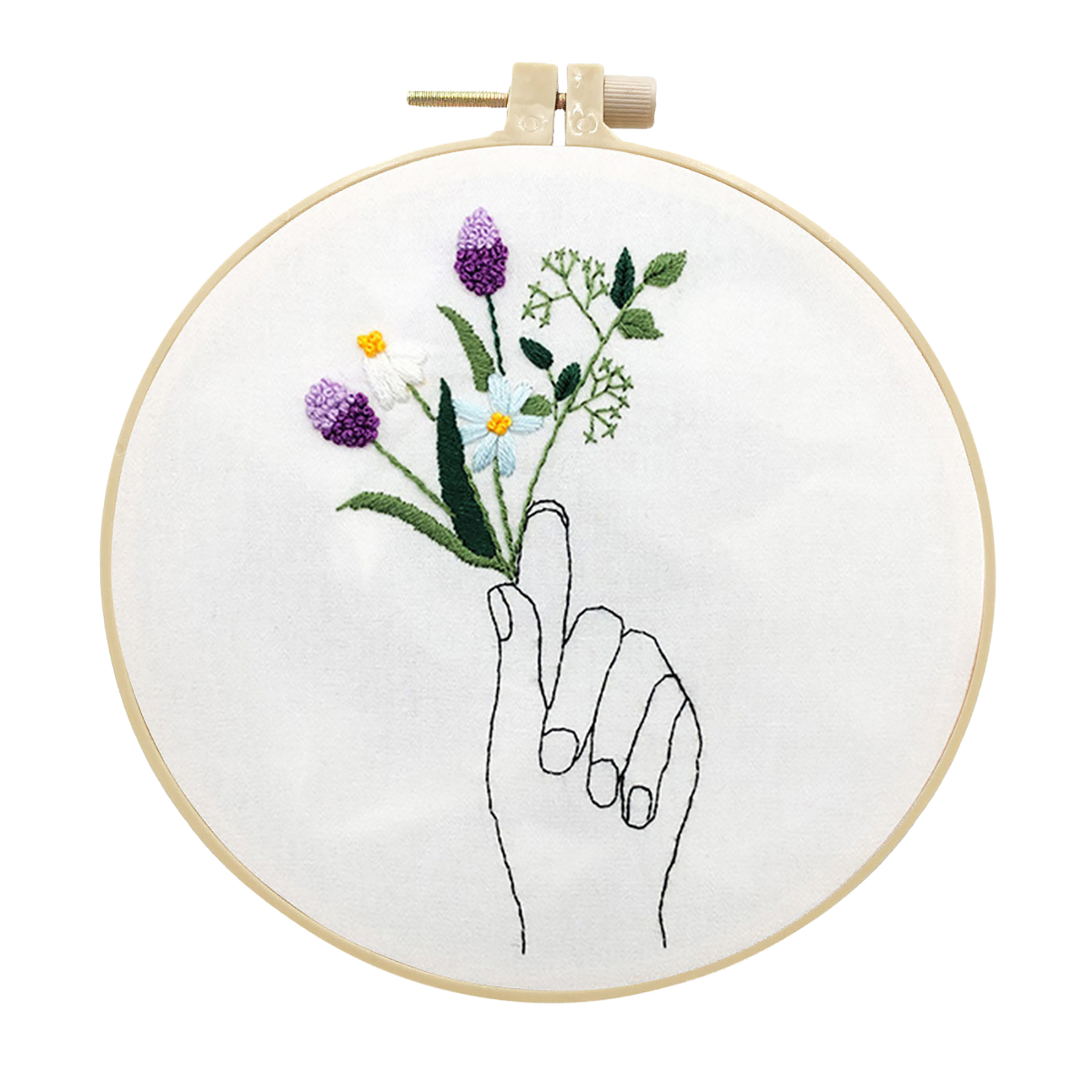 Handmade Embroidery Kit Cross stitch kit for Adult Beginner - Wildflowers in hand Pattern