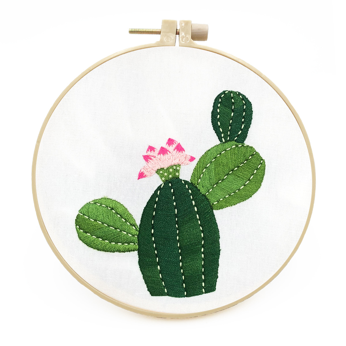 DIY Handmade Embroidery Cross stitch kit - Lovely Pink Cactus Pattern