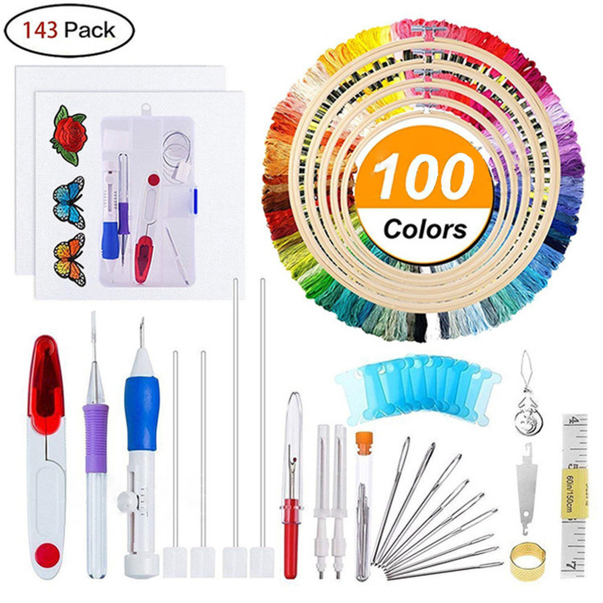 Embroidery Kit Poking Needle Embroidery Thread Tools for Beginners