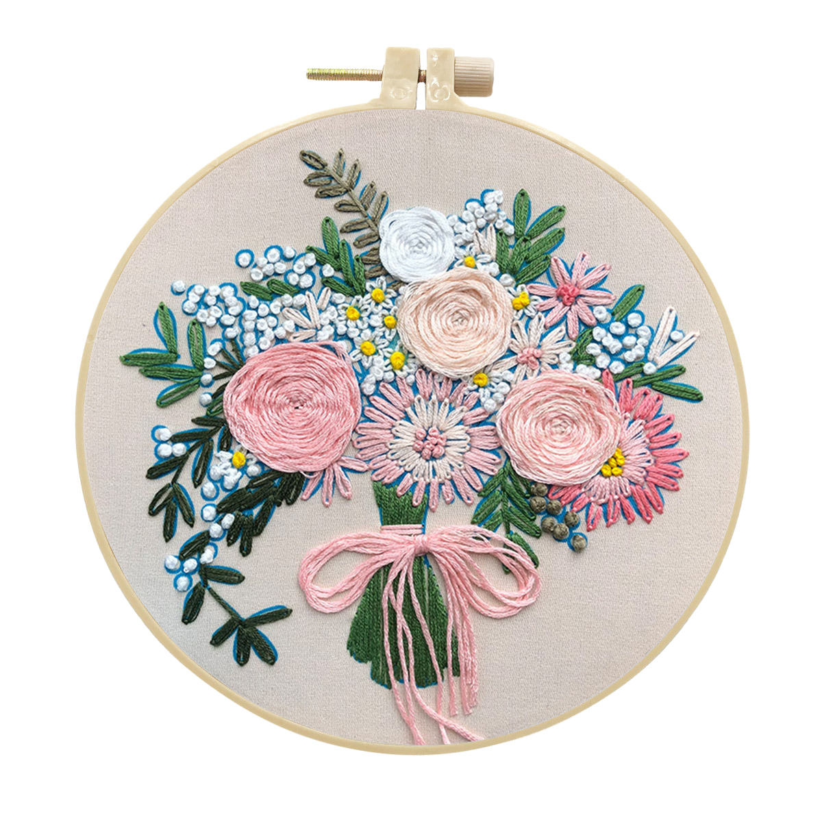 DIY Handmade Embroidery Kit Craft Cross Stitch Kits Beginner - Pink flowers in bloom Pattern