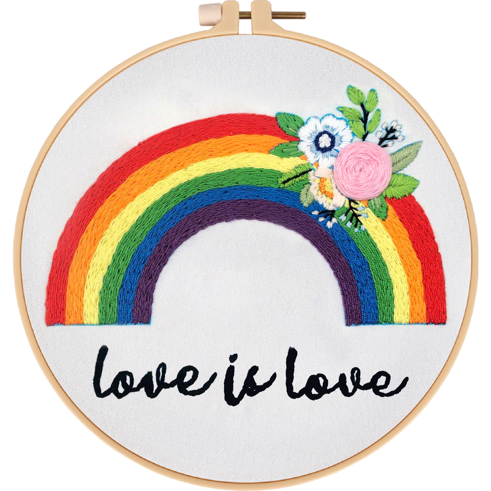 DIY Handmade Embroidery Craft Cross stitch kits beginner  - Rainbow Flower Text Embroidery Pattern