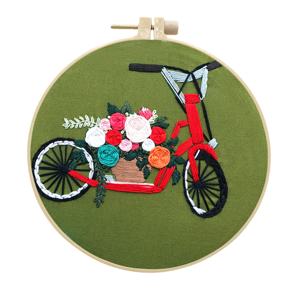 DIY Craft Handmade Embroidery kit for Adult - Bicycle with Flowers Pattern