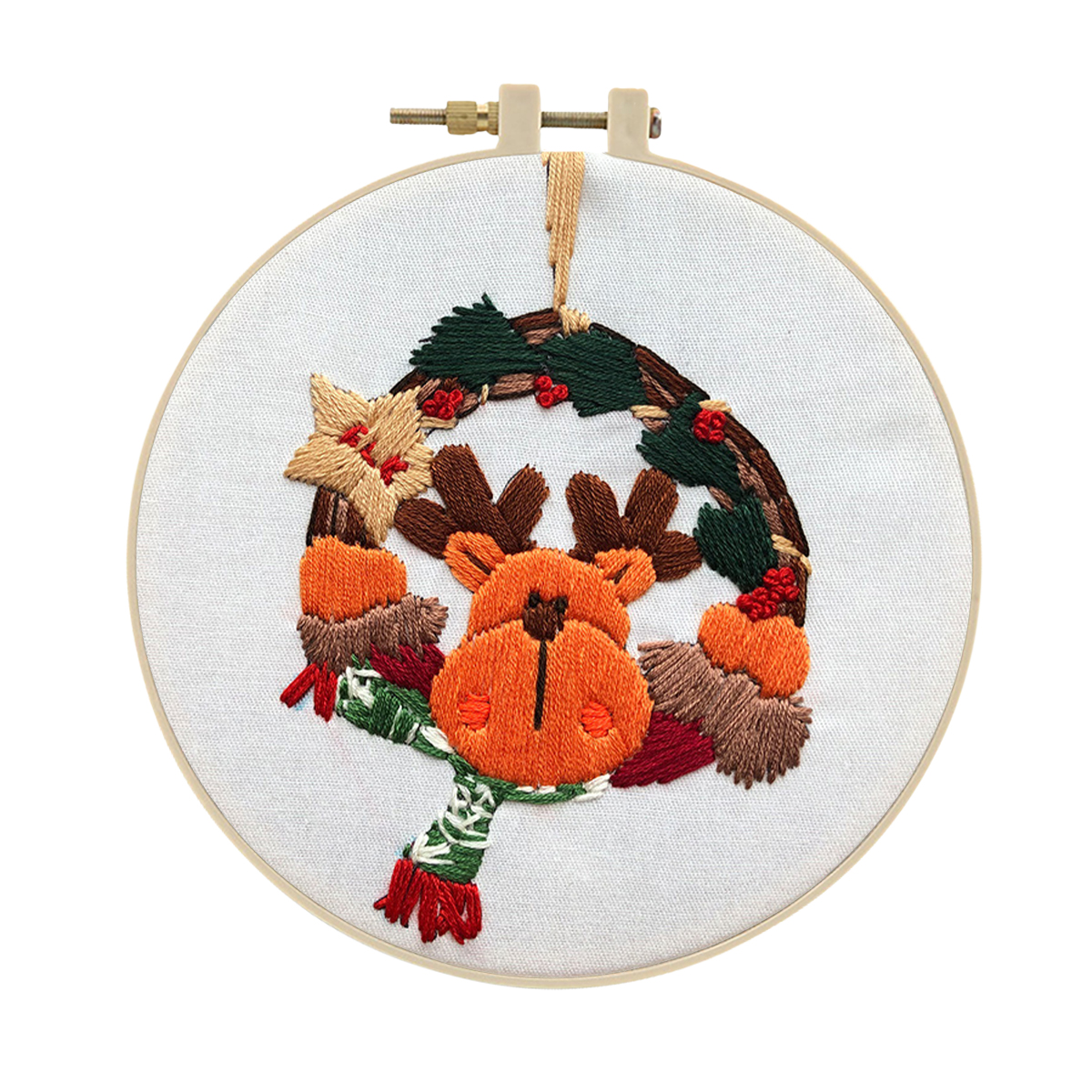 DIY Handmade Christmas Embroidery Kit Craft Cross Stitch Kits Beginner - Cute Elk Pattern