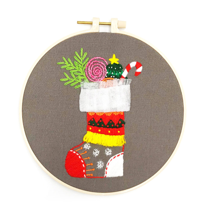 Handmade Christmas Embroidery Kit Craft Cross Stitch Kits Beginner - Christmas Stocking Pattern