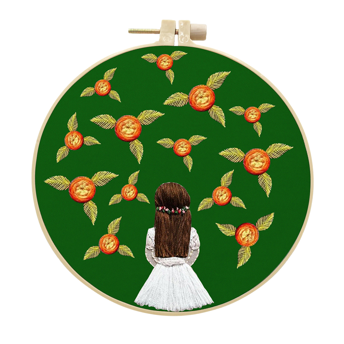 Handmade Embroidery Kit Cross stitch kit for Adult Beginner - Girl in white dress Pattern