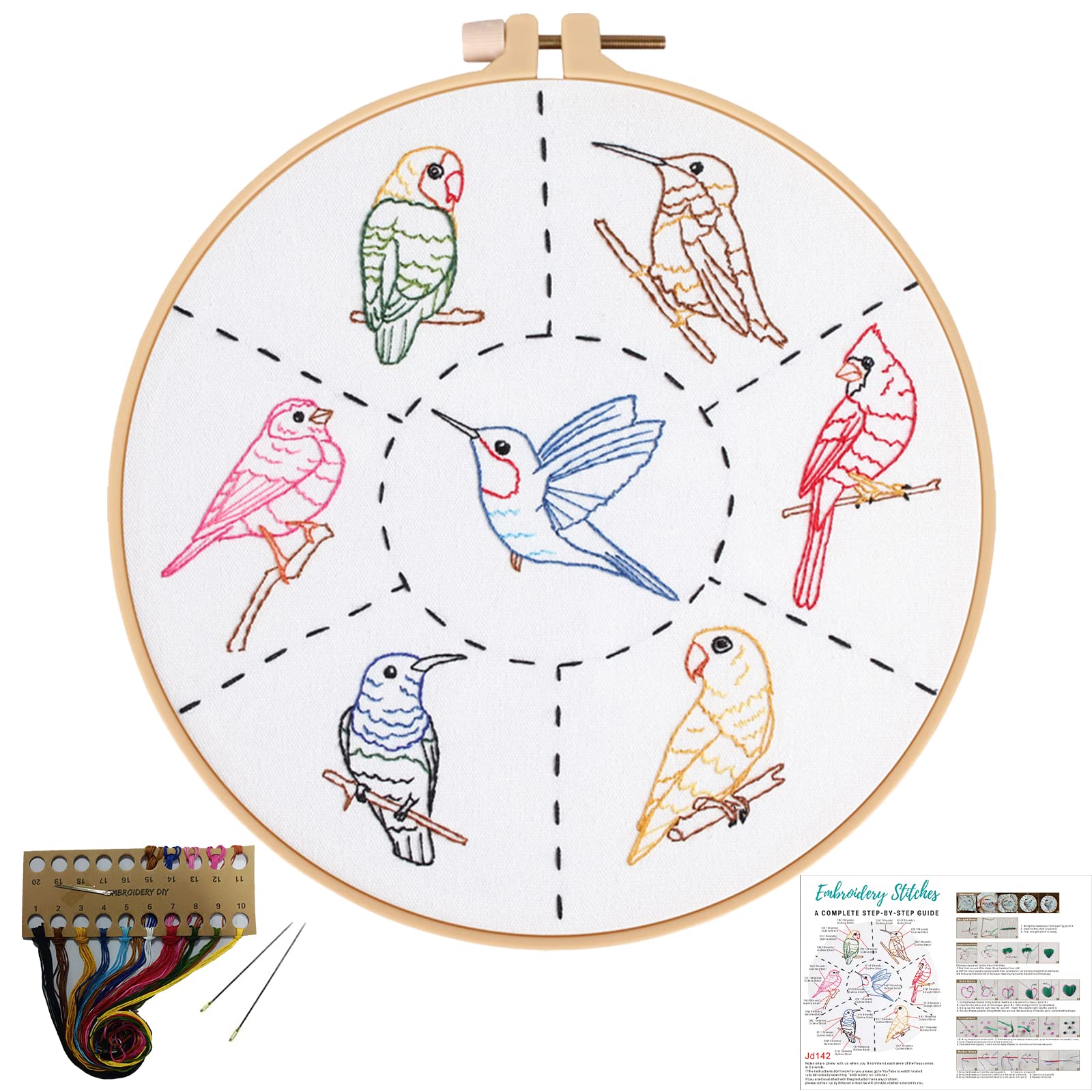 Embroidery Starter Kit Cross stitch kit for Adult Beginner - Bird Pattern