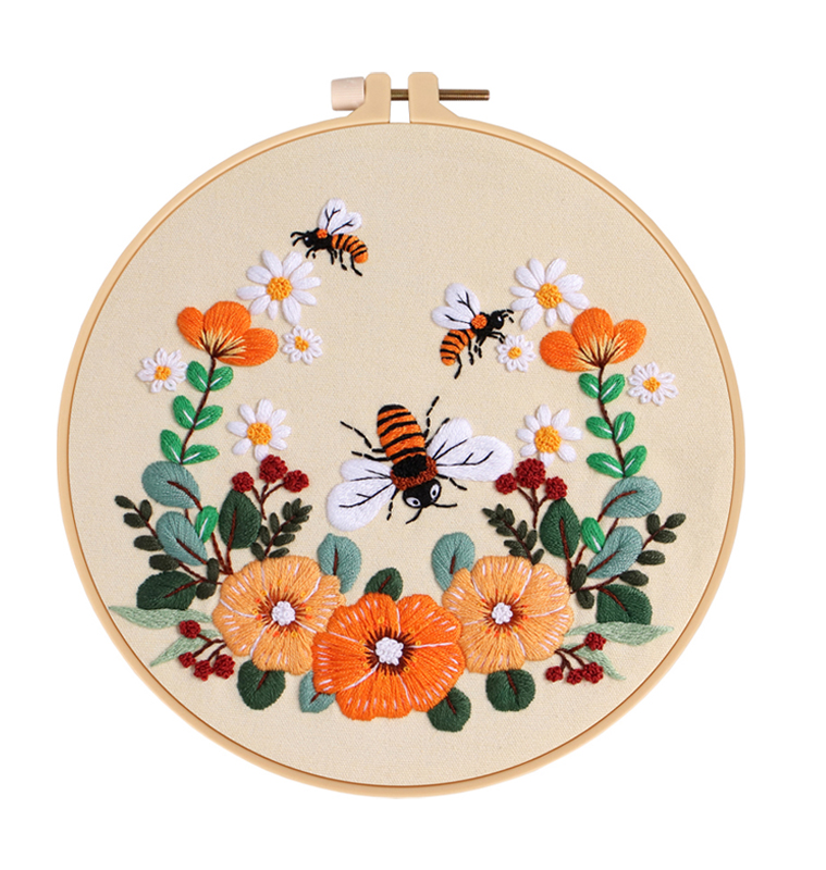 DIY Handmade Embroidery Cross stitch kit -Honey and Flowers