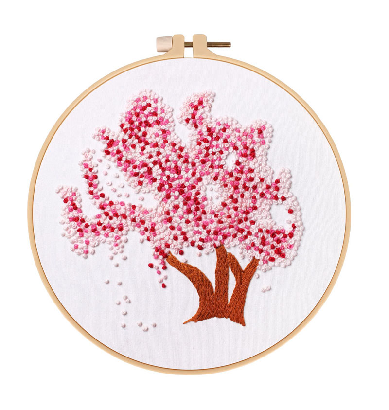 Embroidery Starter Kit Cross stitch kit for Adult Beginner - Cherry Blossoms