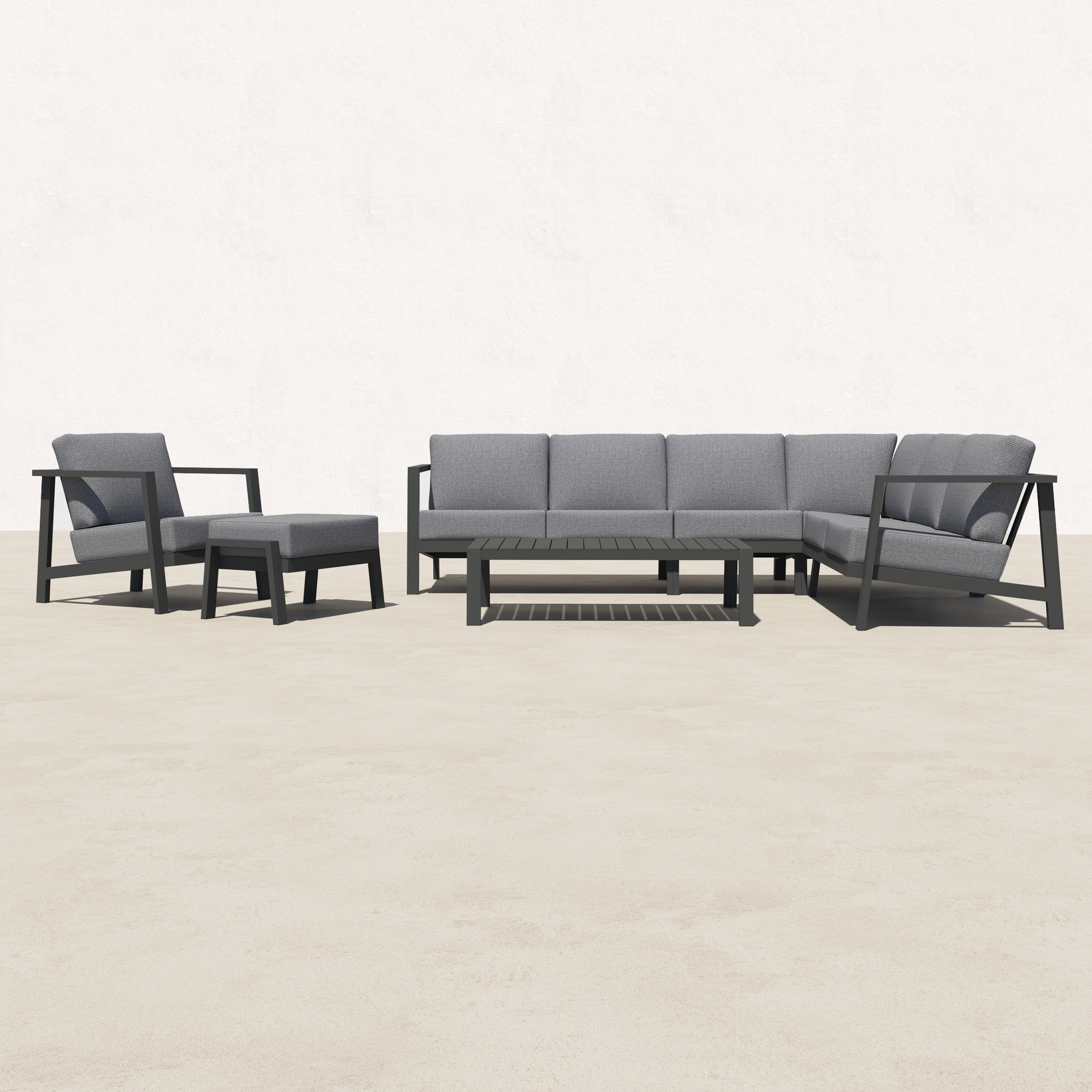 KATE High-end Metal Patio L Sectional - 7 Seat