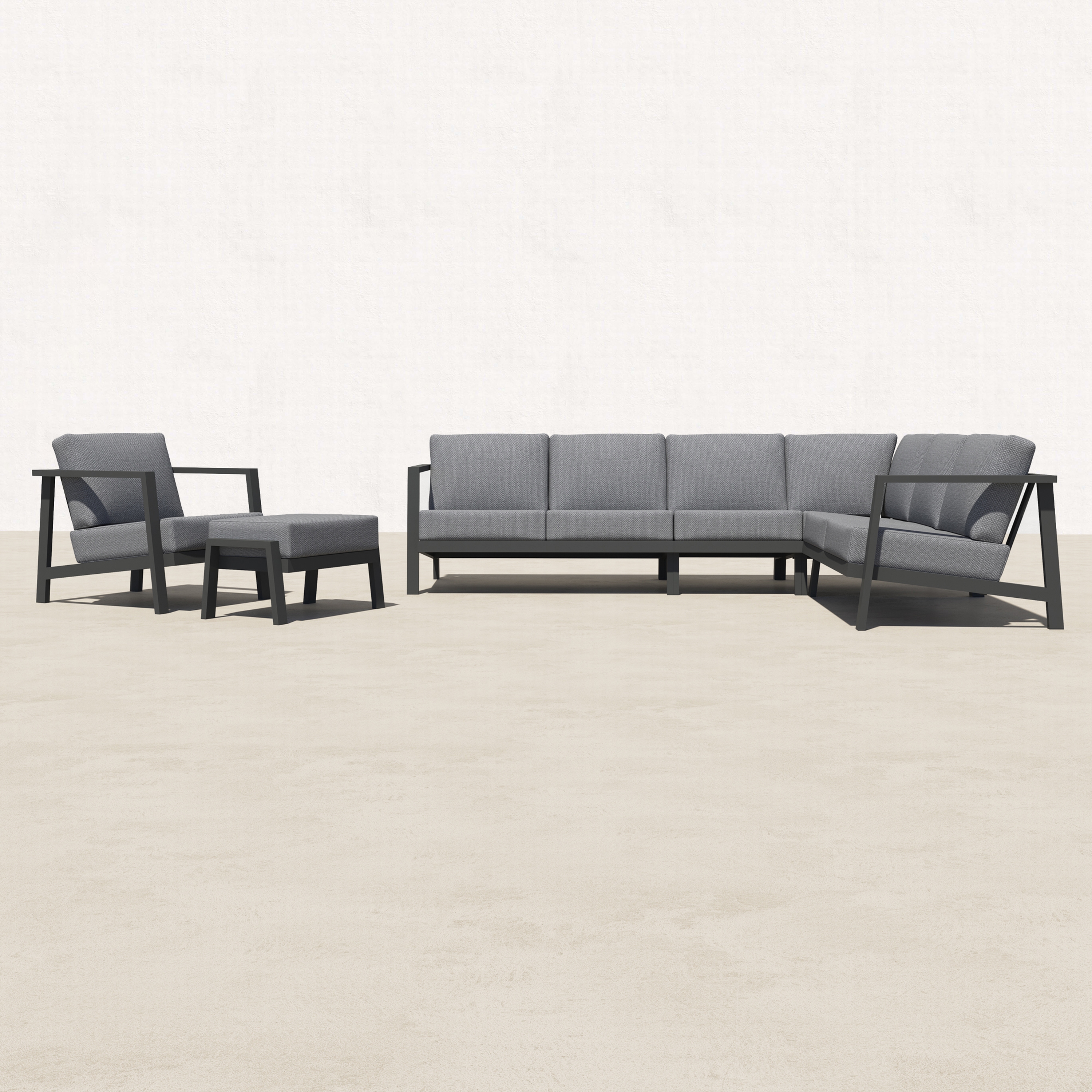 KATE Aluminum Patio Sectional - 7 Seat-Baeryon Furniture