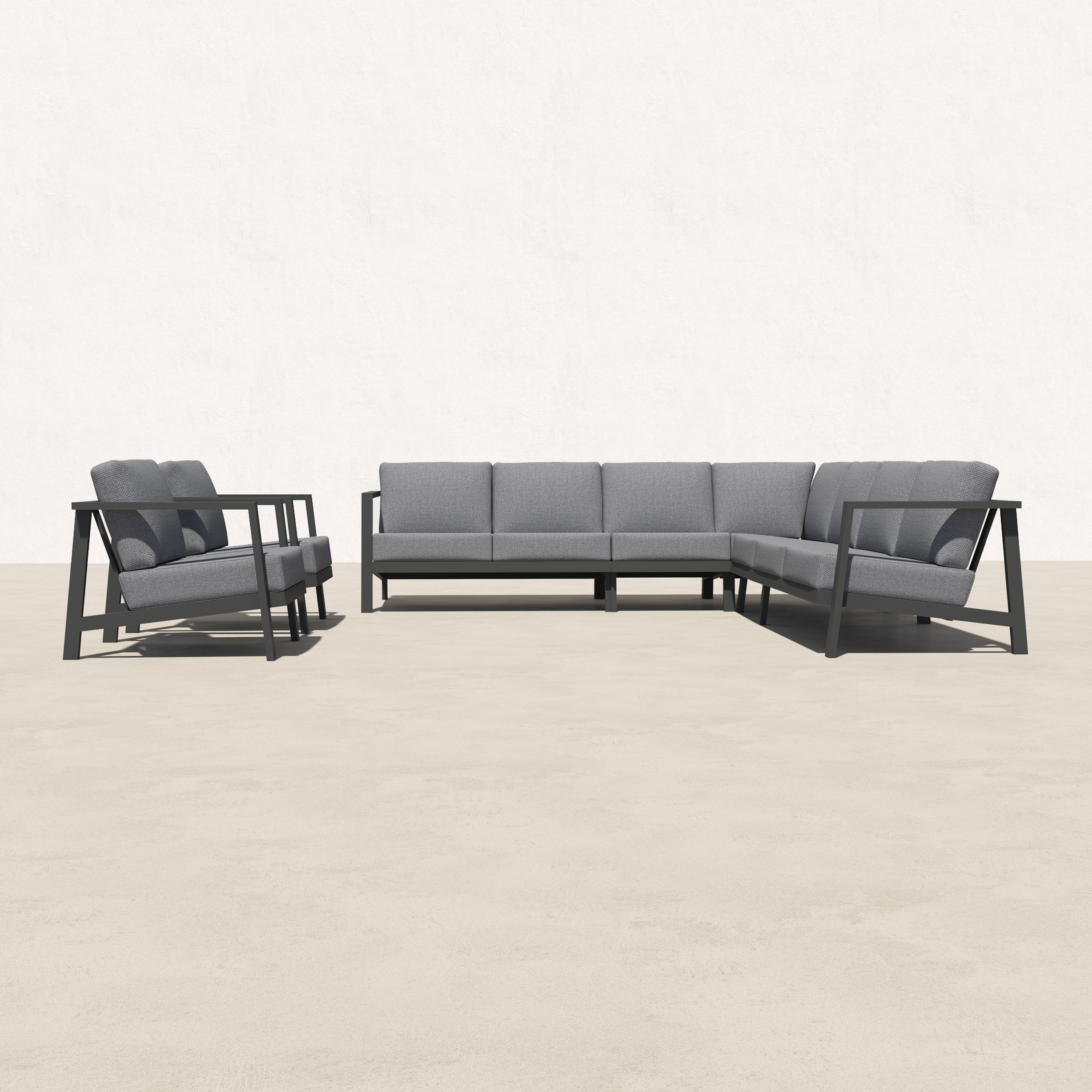 KATE Aluminum Large Modular Corner Sectional Set - 9 Seat-Baeryon Furniture