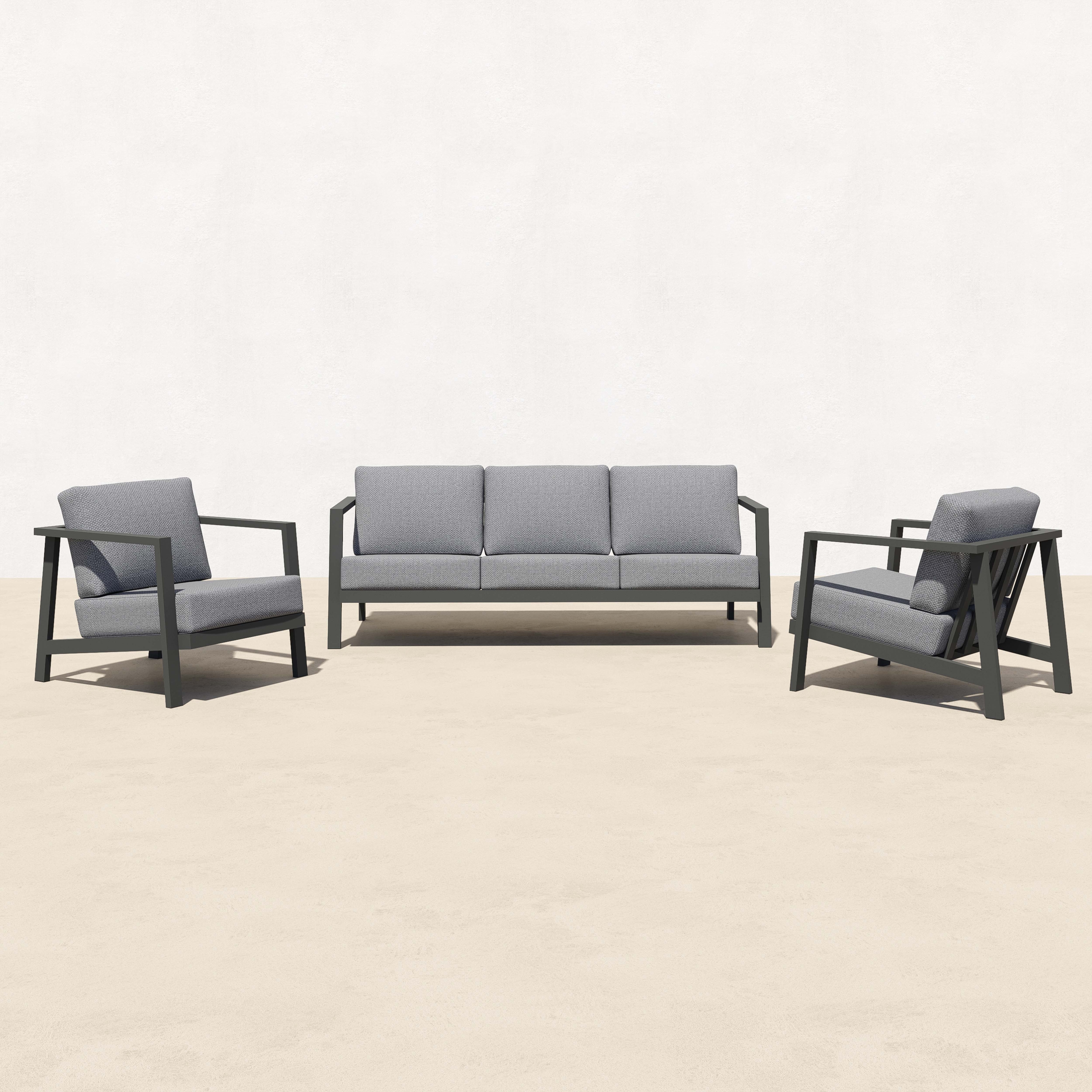 KATE Aluminum Outdoor Sofa with Armchairs - 5 Seat