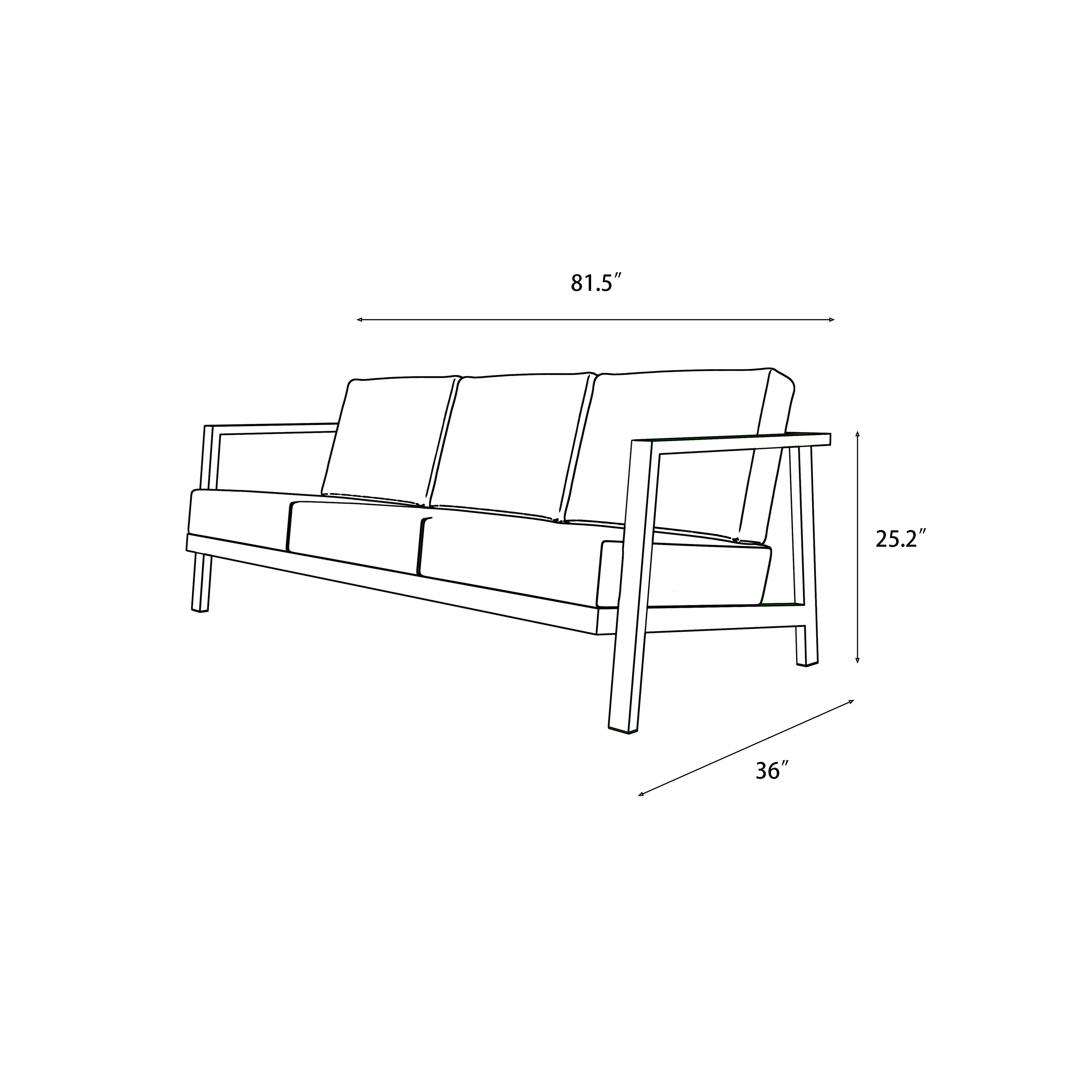 KATE Aluminum Outdoor Sofa with Armchairs - 5 Seat-Baeryon Furniture