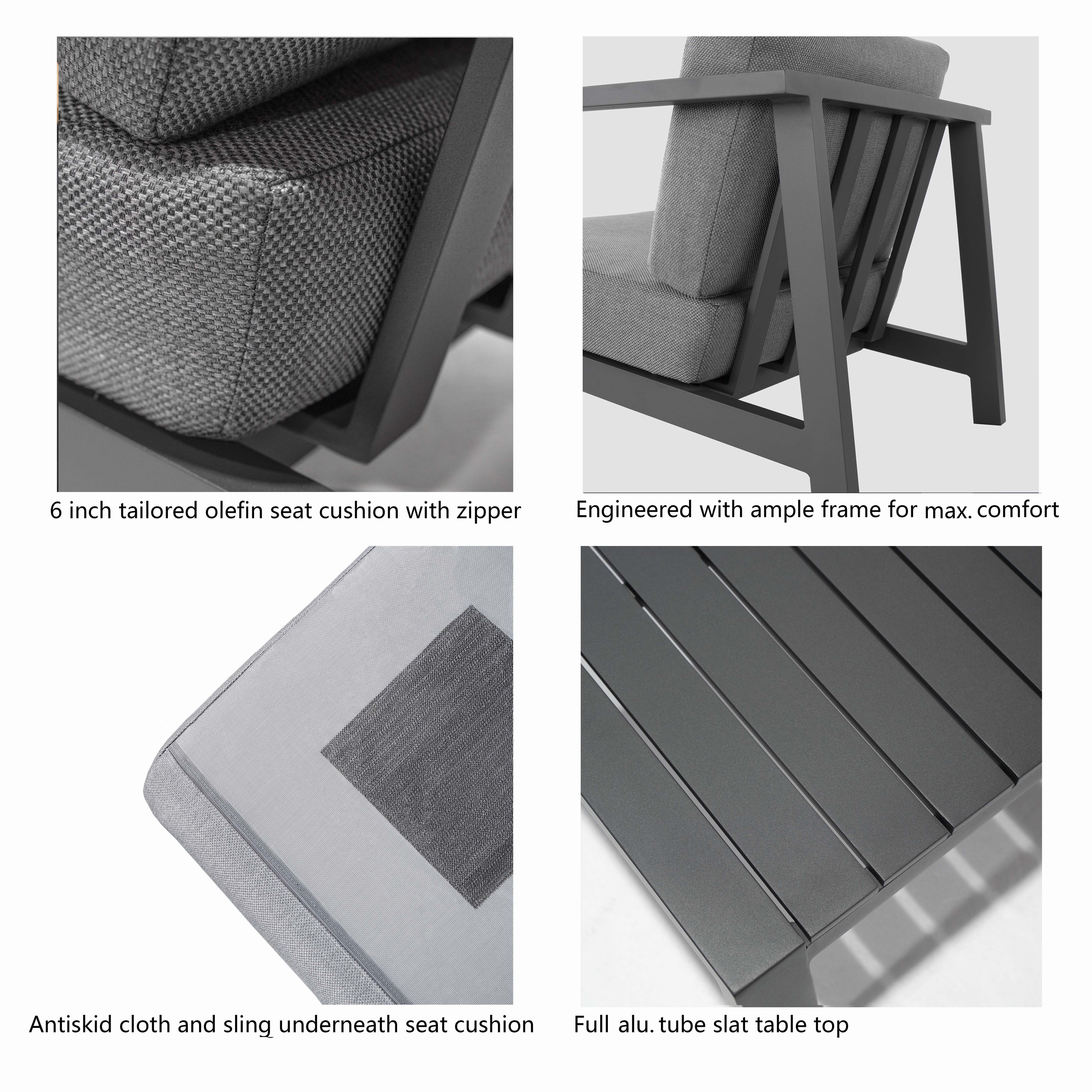 KATE Aluminum Patio Sofa Conversation Set - 5 Seat-Baeryon Furniture