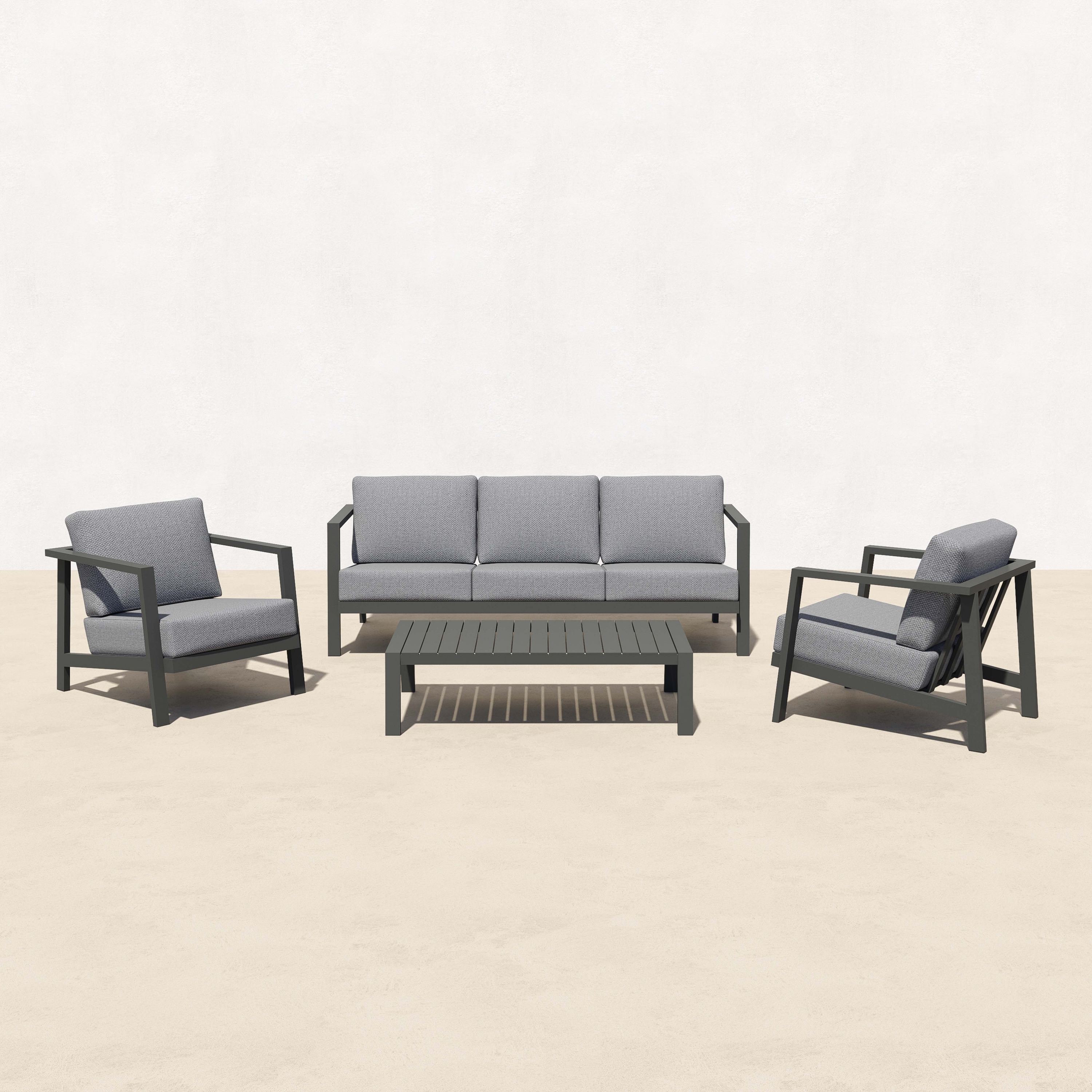 KATE Aluminum Outdoor Sofa with Coffee Table - 5 Seat-Baeryon Furniture