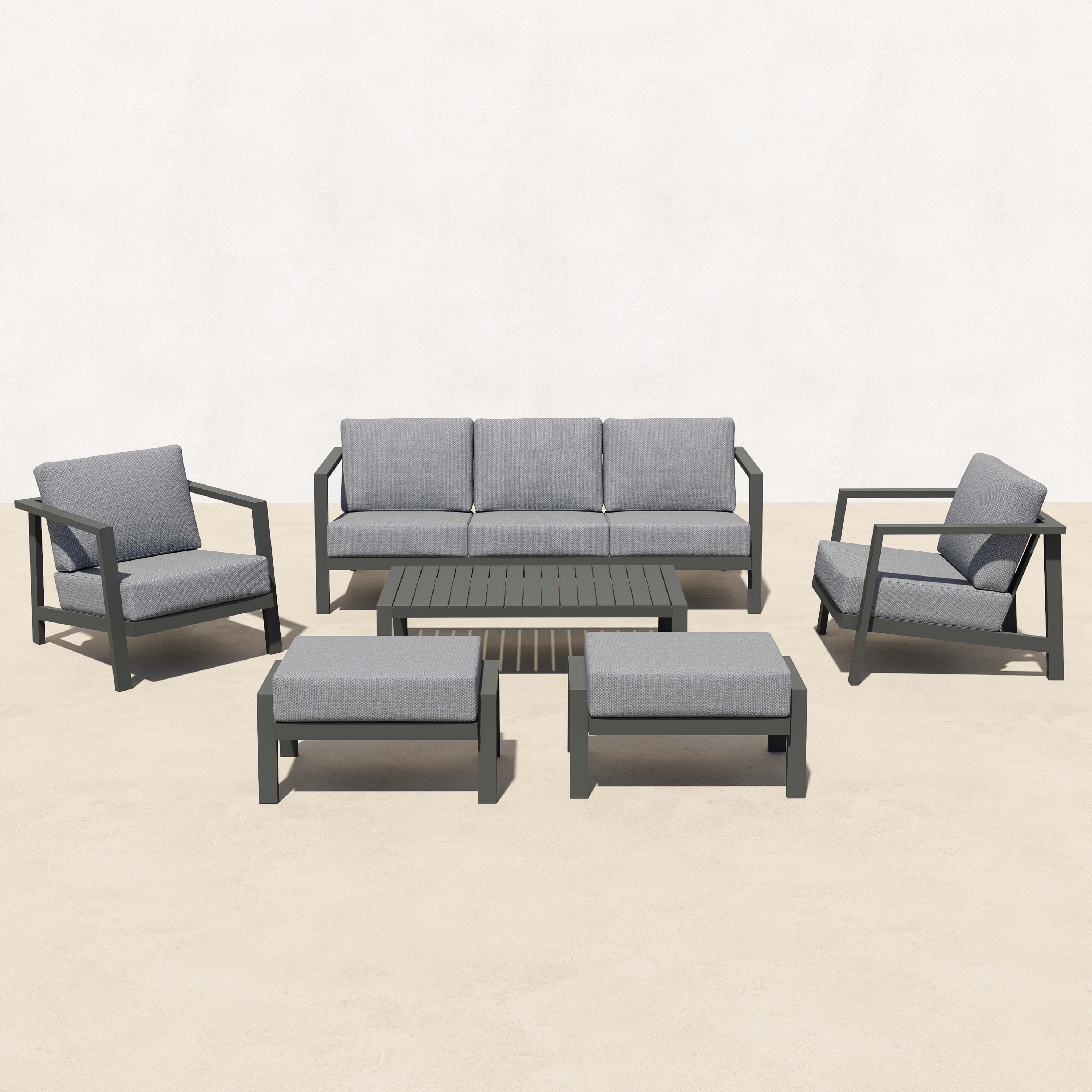 KATE Aluminum Patio Sofa Conversation Set - 5 Seat-Baeryon Furniture