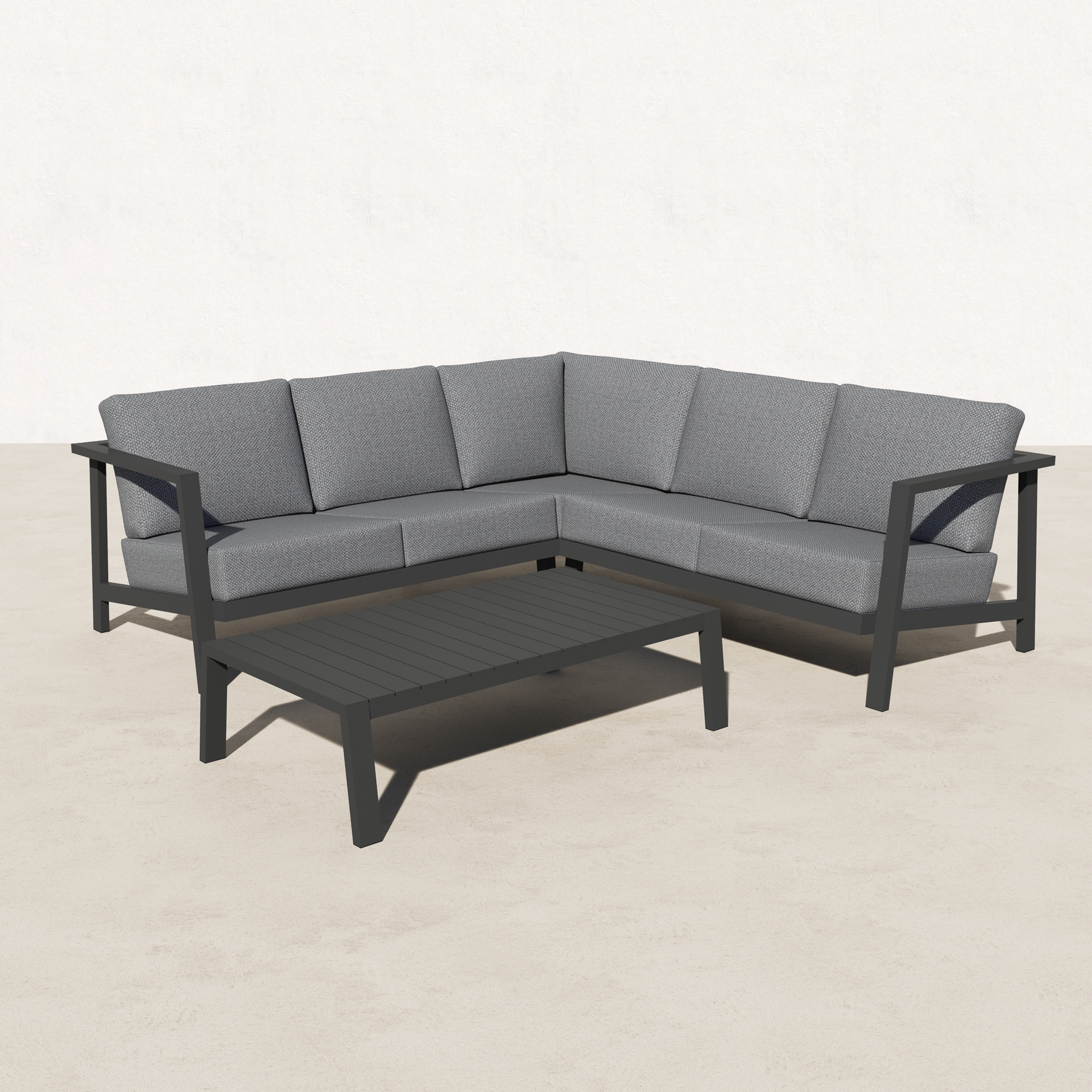 KATE Aluminum Outdoor Corner Sectional with Coffee Table - 5 Seat-Baeryon Furniture