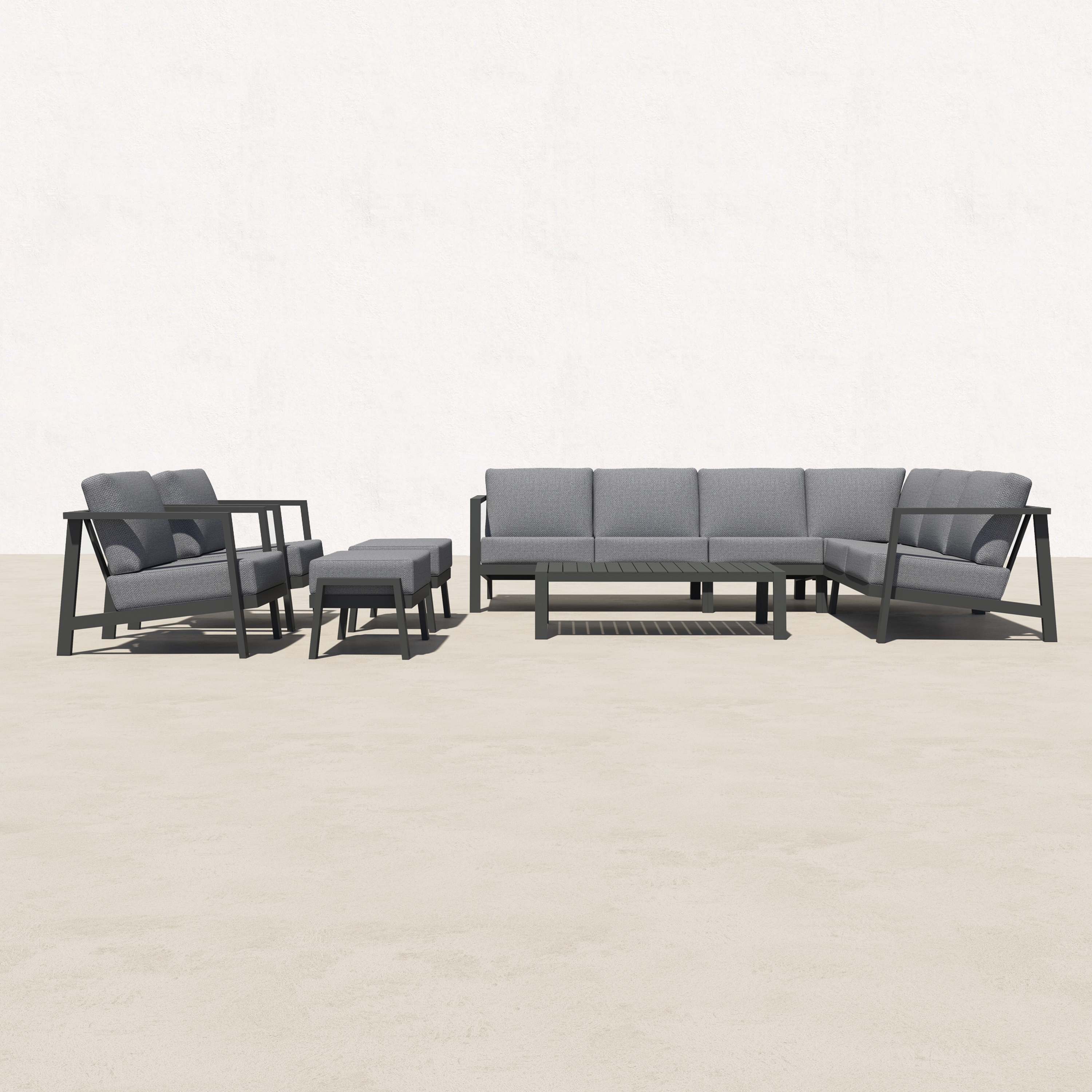 KATE Luxury Aluminum Outdoor Sectional Set - 8 Seat by Baeryon-Baeryon Furniture