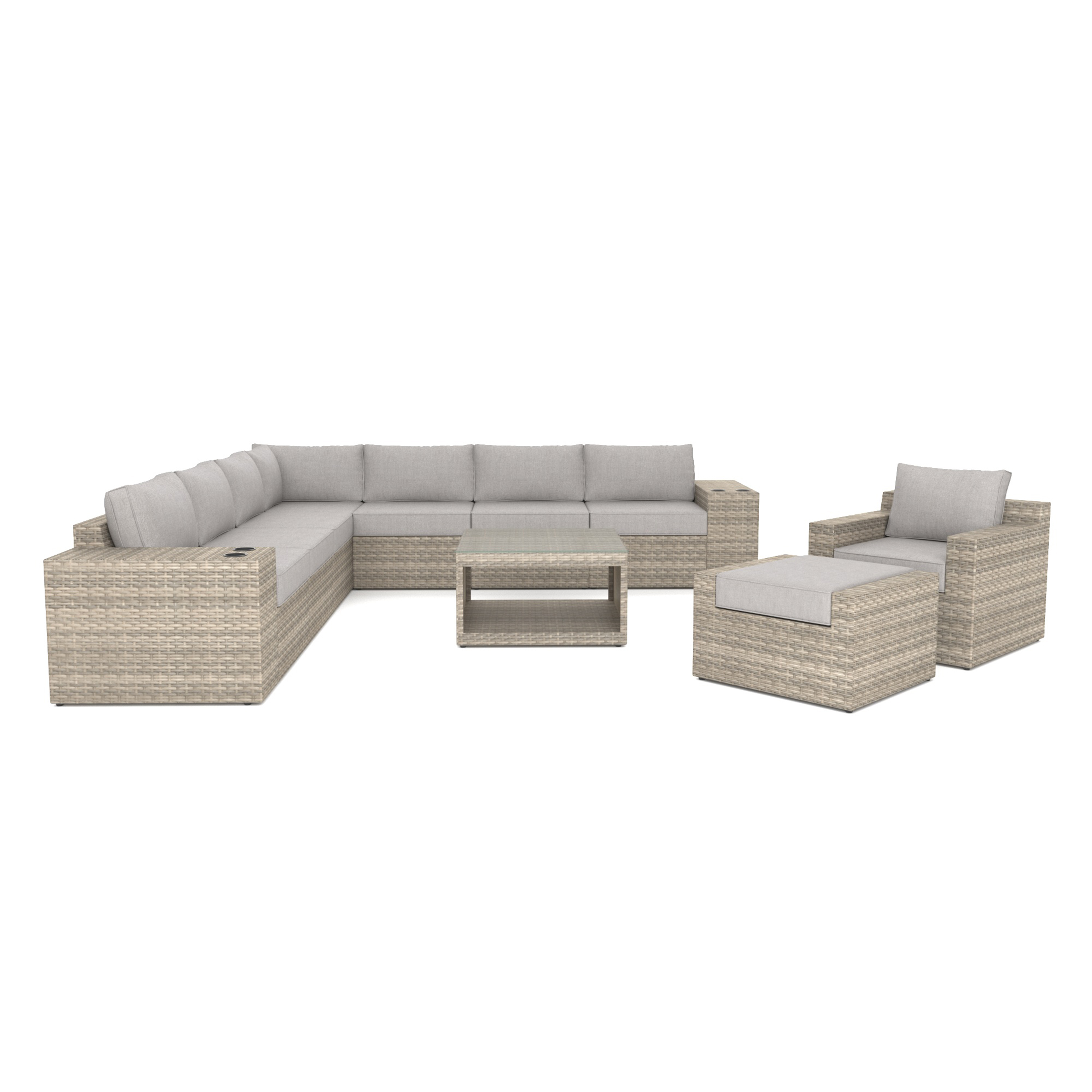 VENTURA 12 Piece Outdoor Sectional Sofa with Side Table-Baeryon Furniture