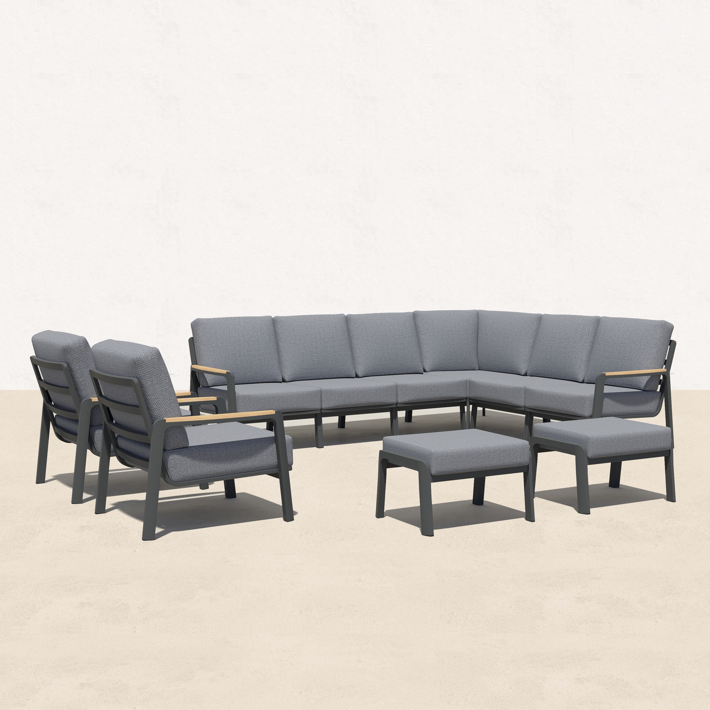 Orion Teak Luxury Outdoor Corner Sectional - 8 Seat-Baeryon Furniture