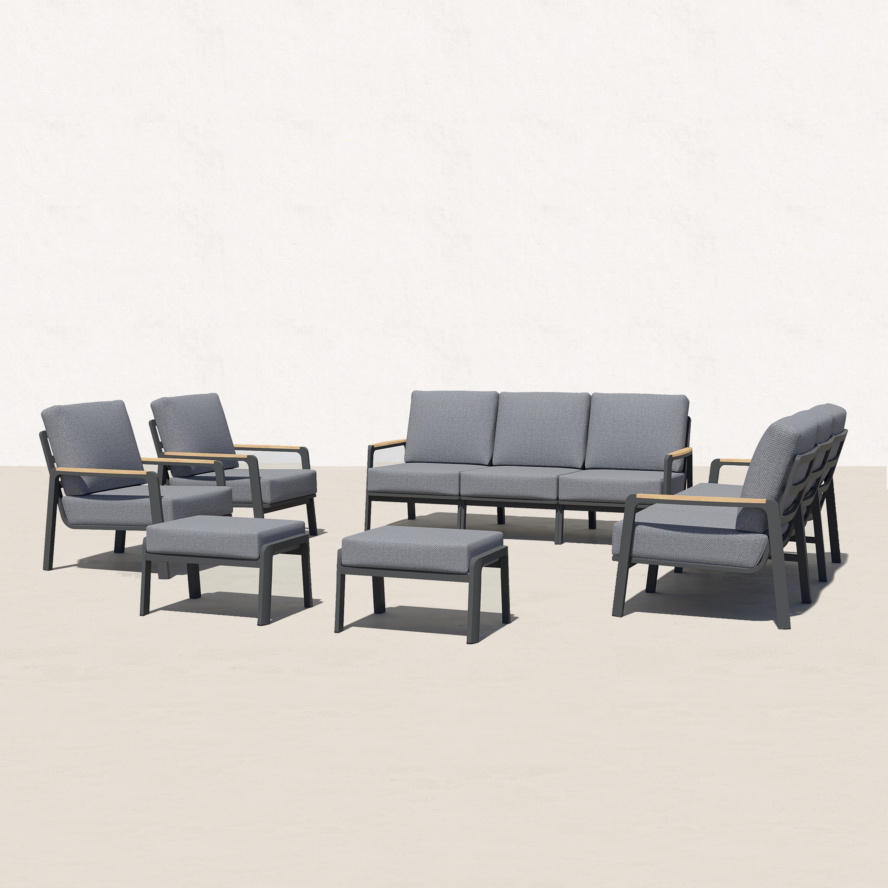 Orion 10 Piece Teak Large Patio Sofa Set-Baeryon Furniture