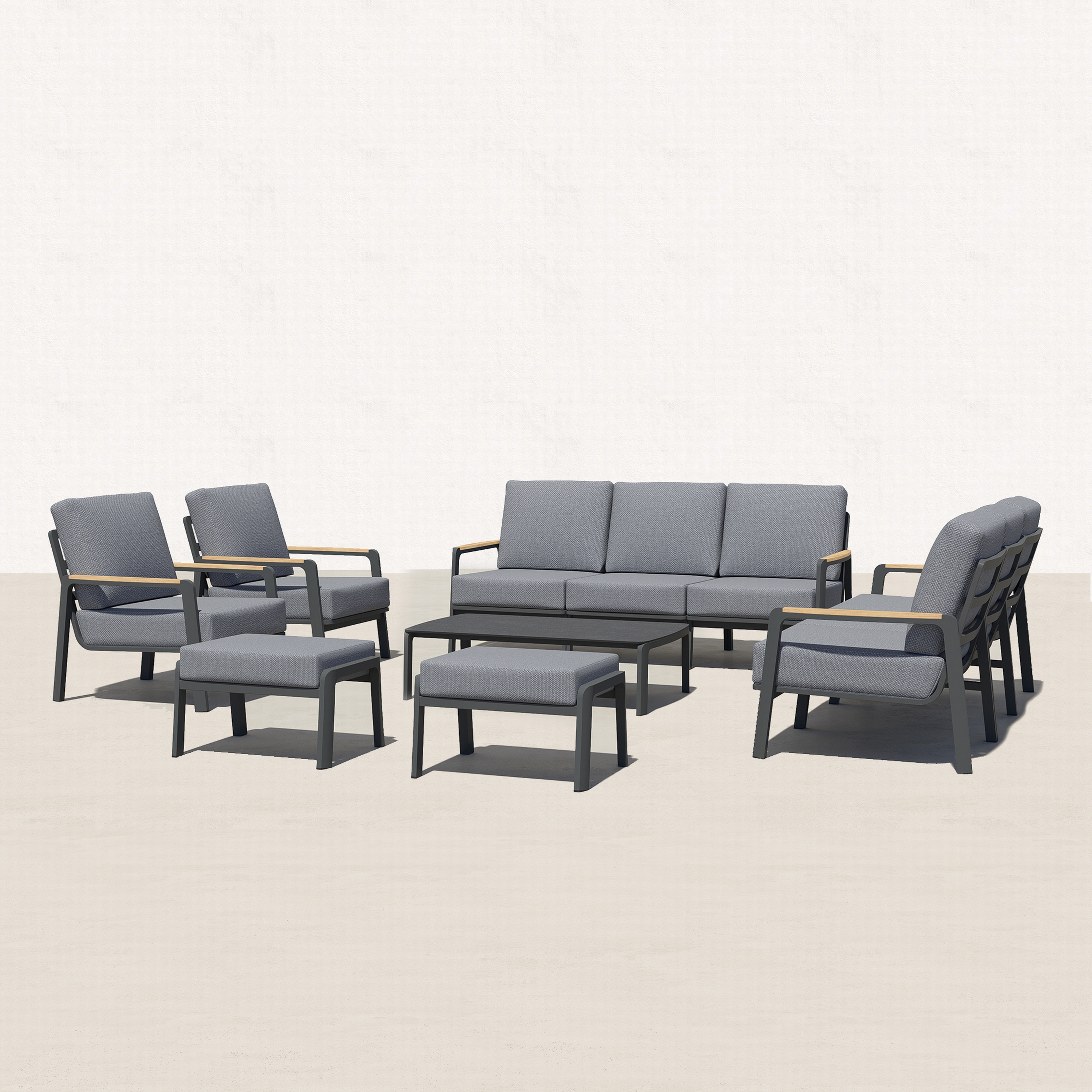 Orion 11 Piece Large Teak Outdoor Modular Sofa Set - 8 Seat-Baeryon Furniture