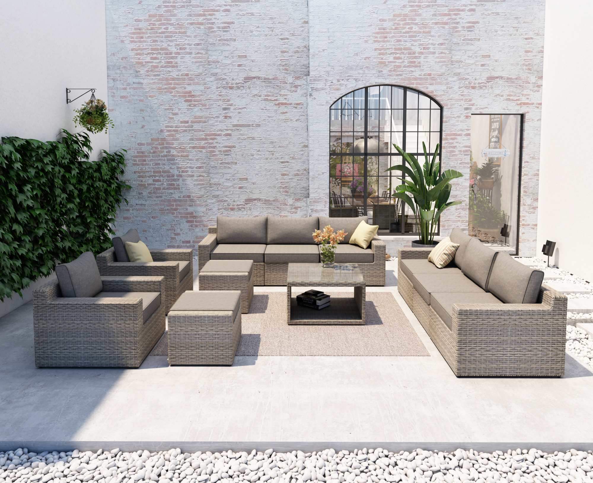 VENTURA 11 Piece Wicker Conversation Set-Baeryon Furniture