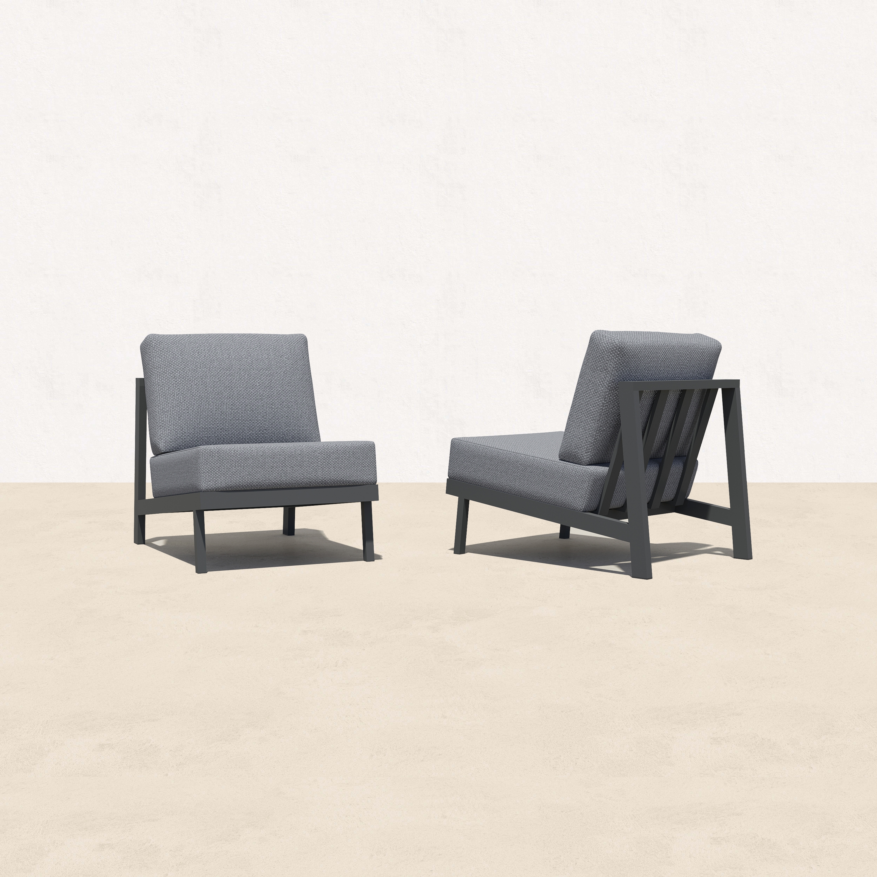 KATE Aluminum Outdoor Armless Chair Conversation Set-Baeryon Furniture