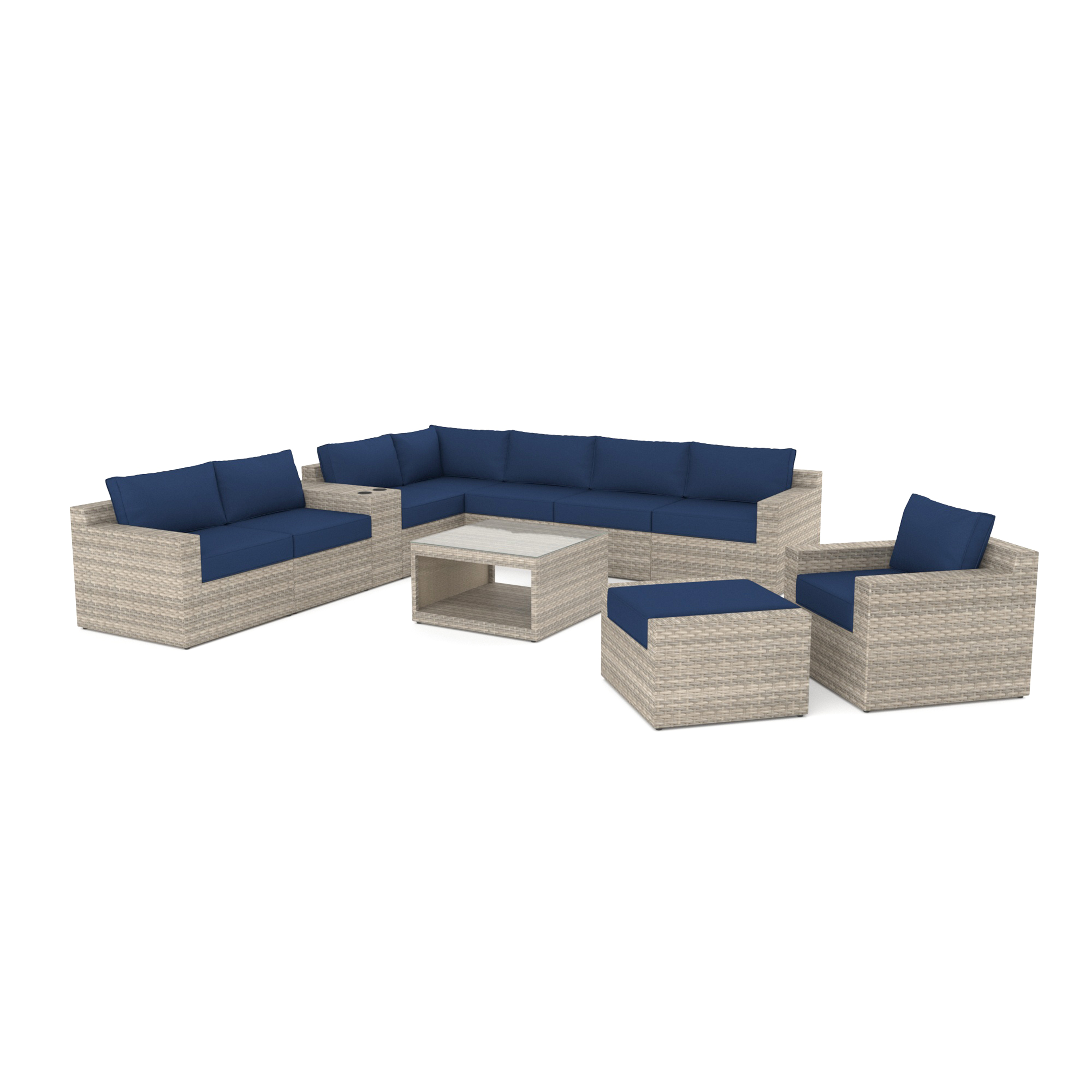 VENTURA 11 Piece Navy Outdoor Sectional-Baeryon Furniture