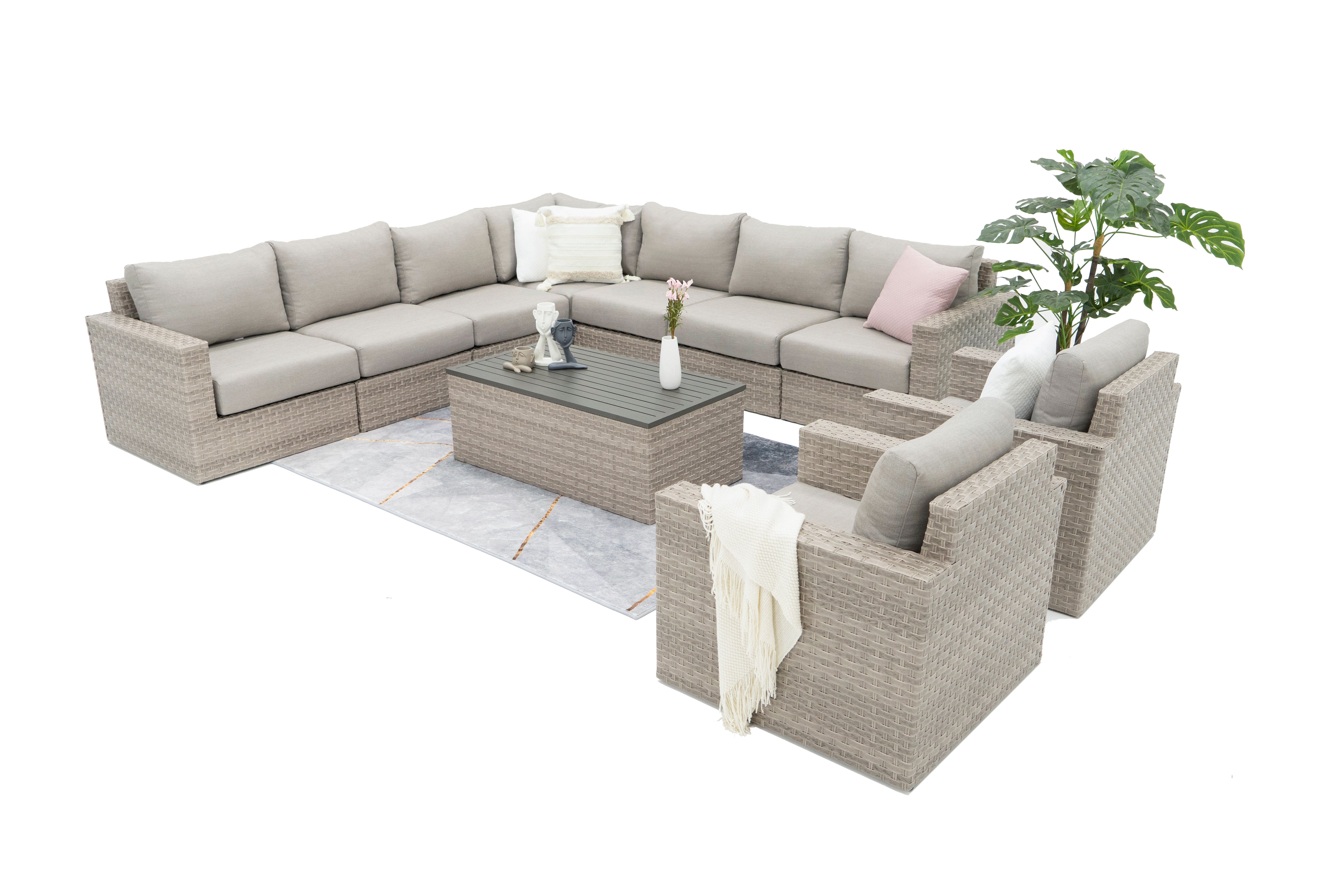 AVALON 10 Piece Deep Seating Outdoor Sectional-Baeryon Furniture