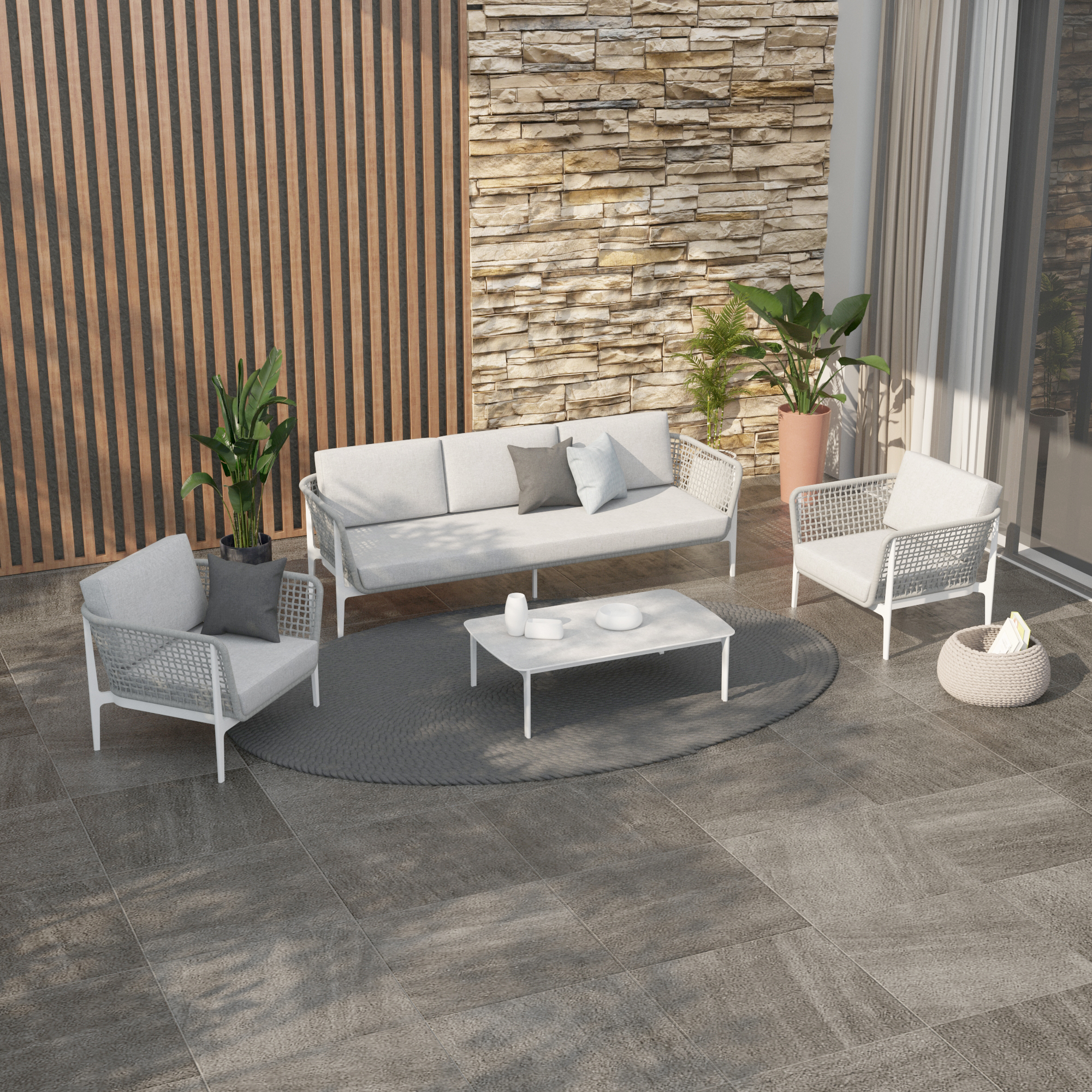 CETUS Aluminum Conversation Patio Sofa Set -Baeryon Furniture