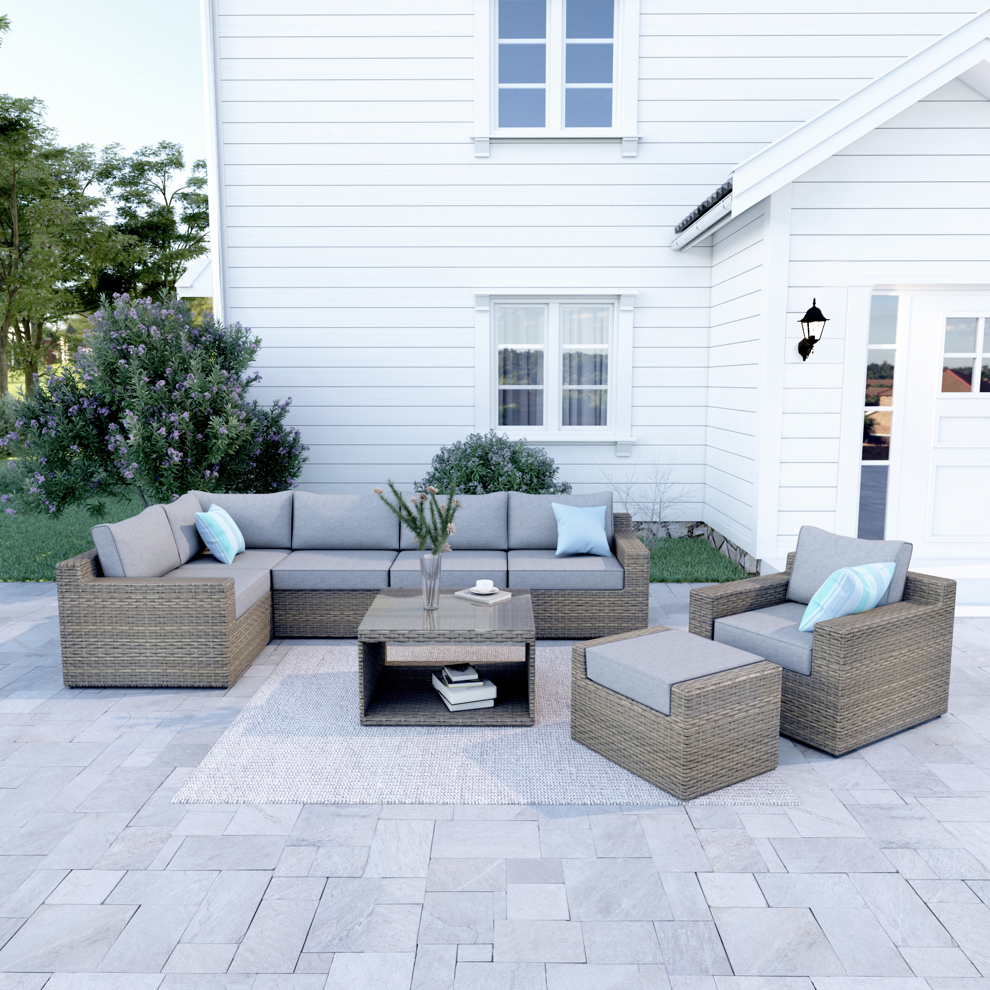 VENTURA 8 Piece Wicker Outdoor Sectional Couch-Baeryon Furniture