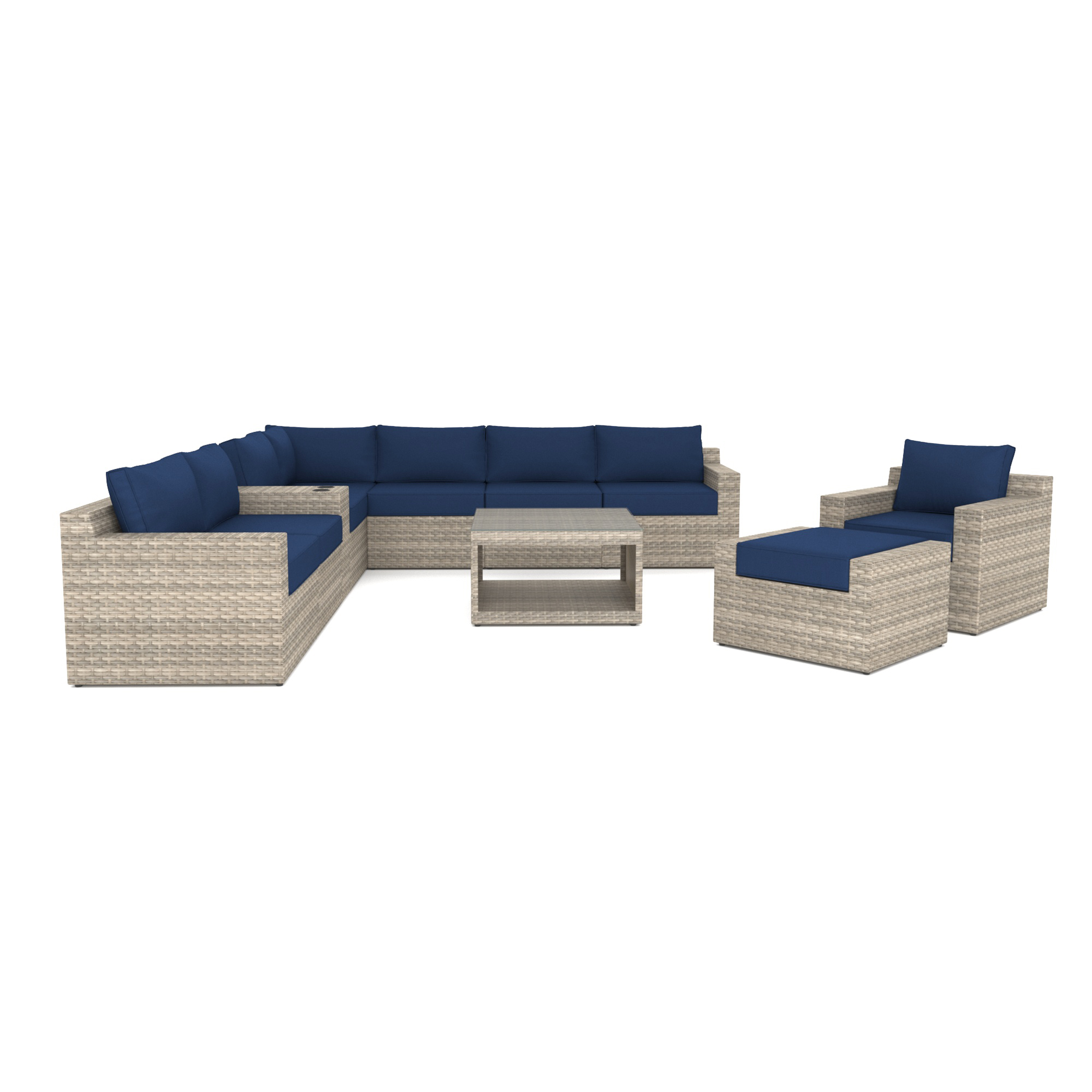 VENTURA 11 Piece Navy Outdoor Sectional-Baeryon Furniture