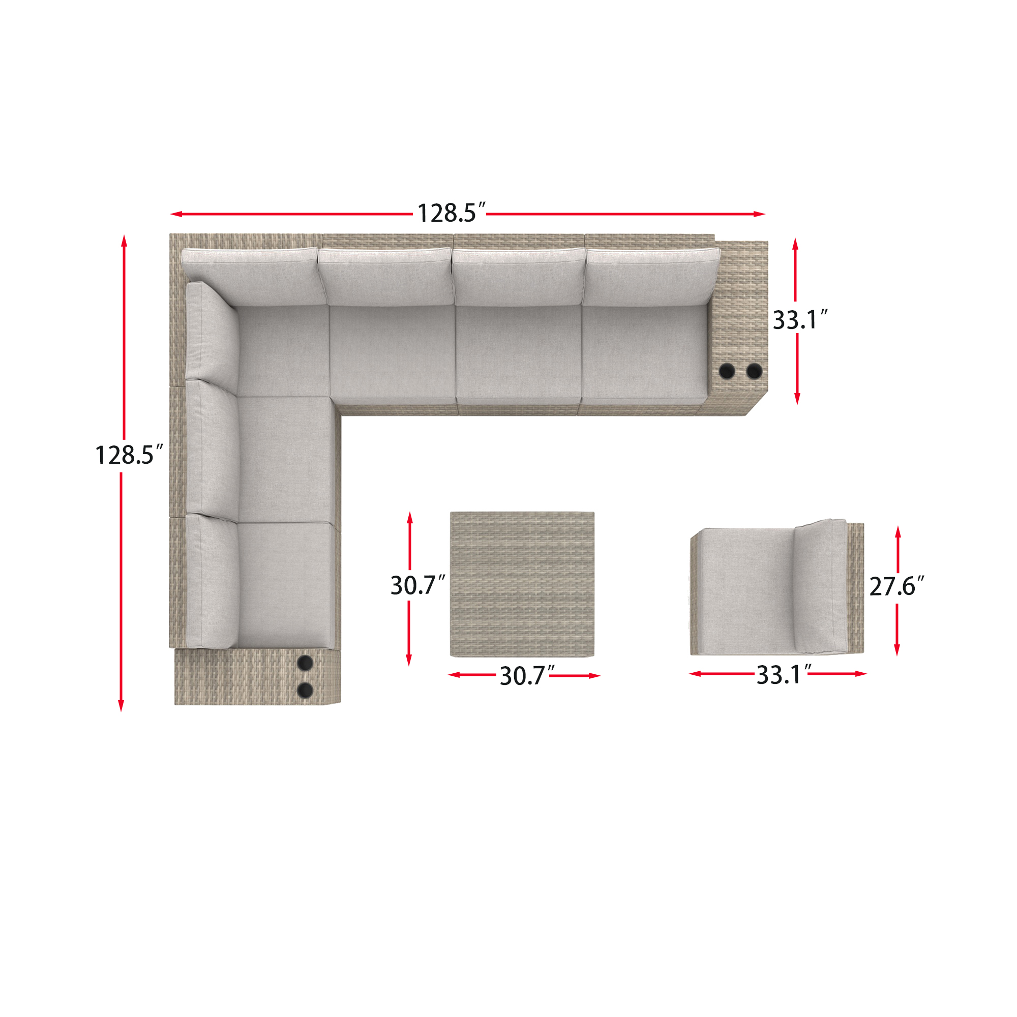 VENTURA 10 Piece Multiple Wicker Outdoor Sectional Furniture-Baeryon Furniture