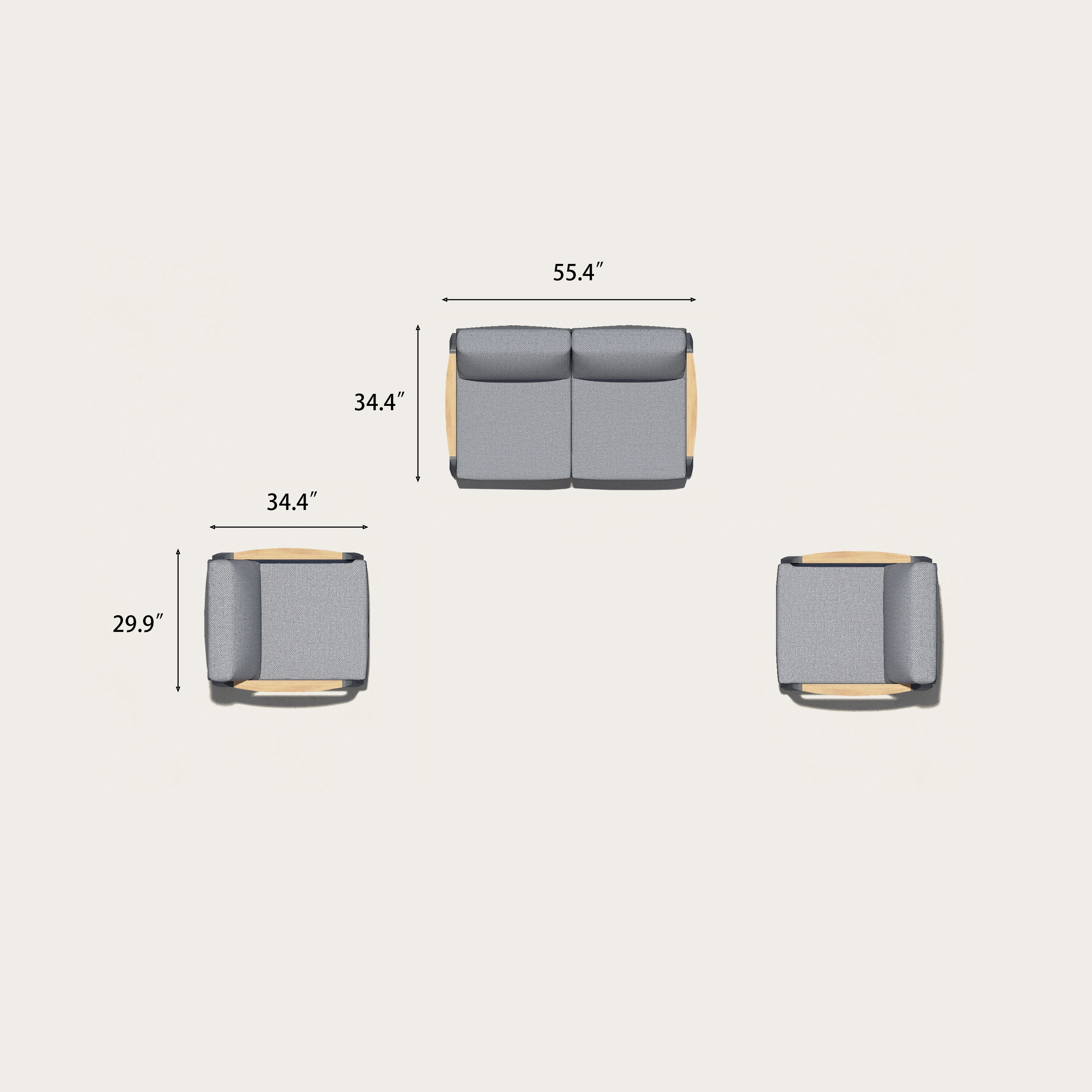 Orion Teak Outdoor Loveseat with Armchairs - 4 Seat-Baeryon Furniture