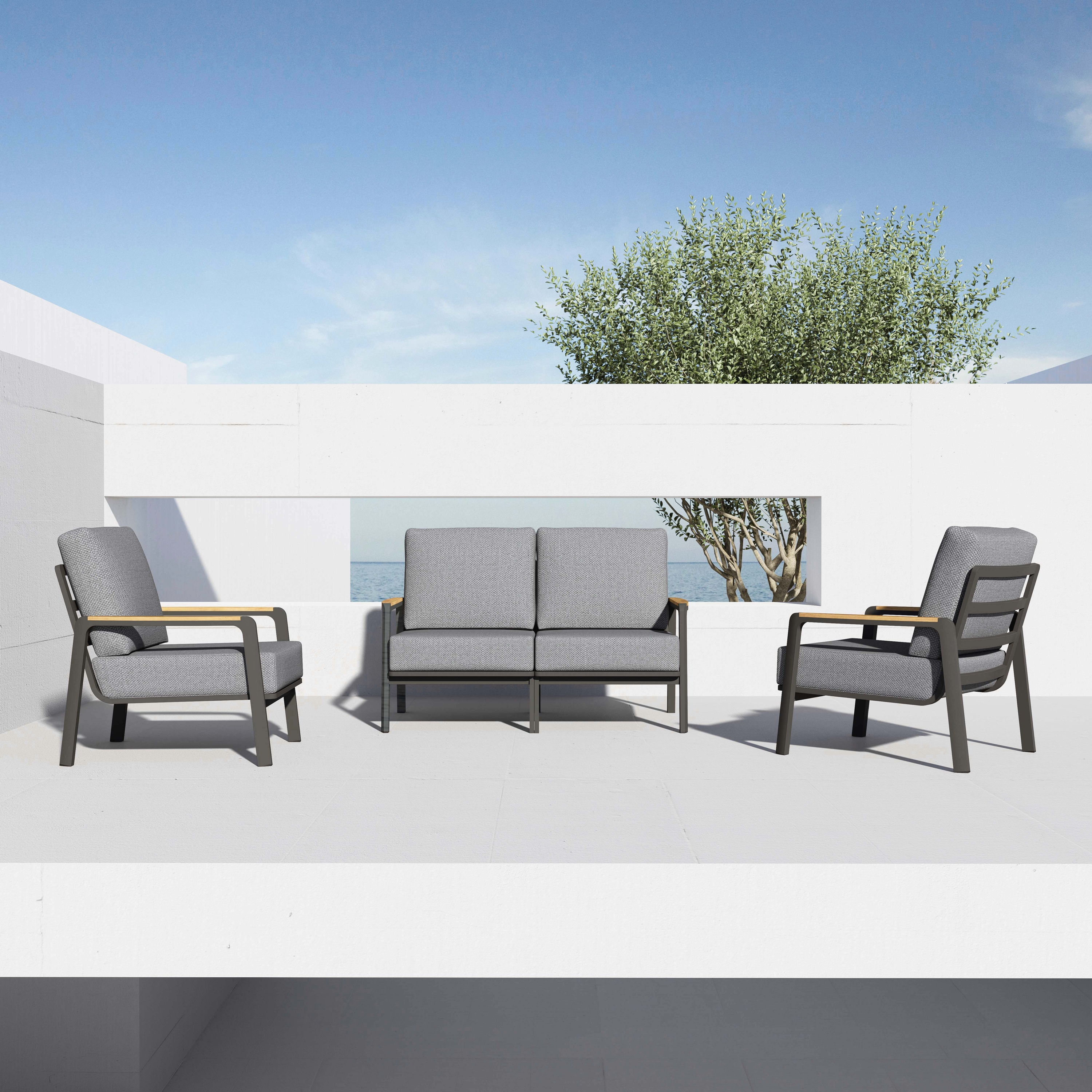 Orion Teak Outdoor Loveseat with Armchairs - 4 Seat-Baeryon Furniture