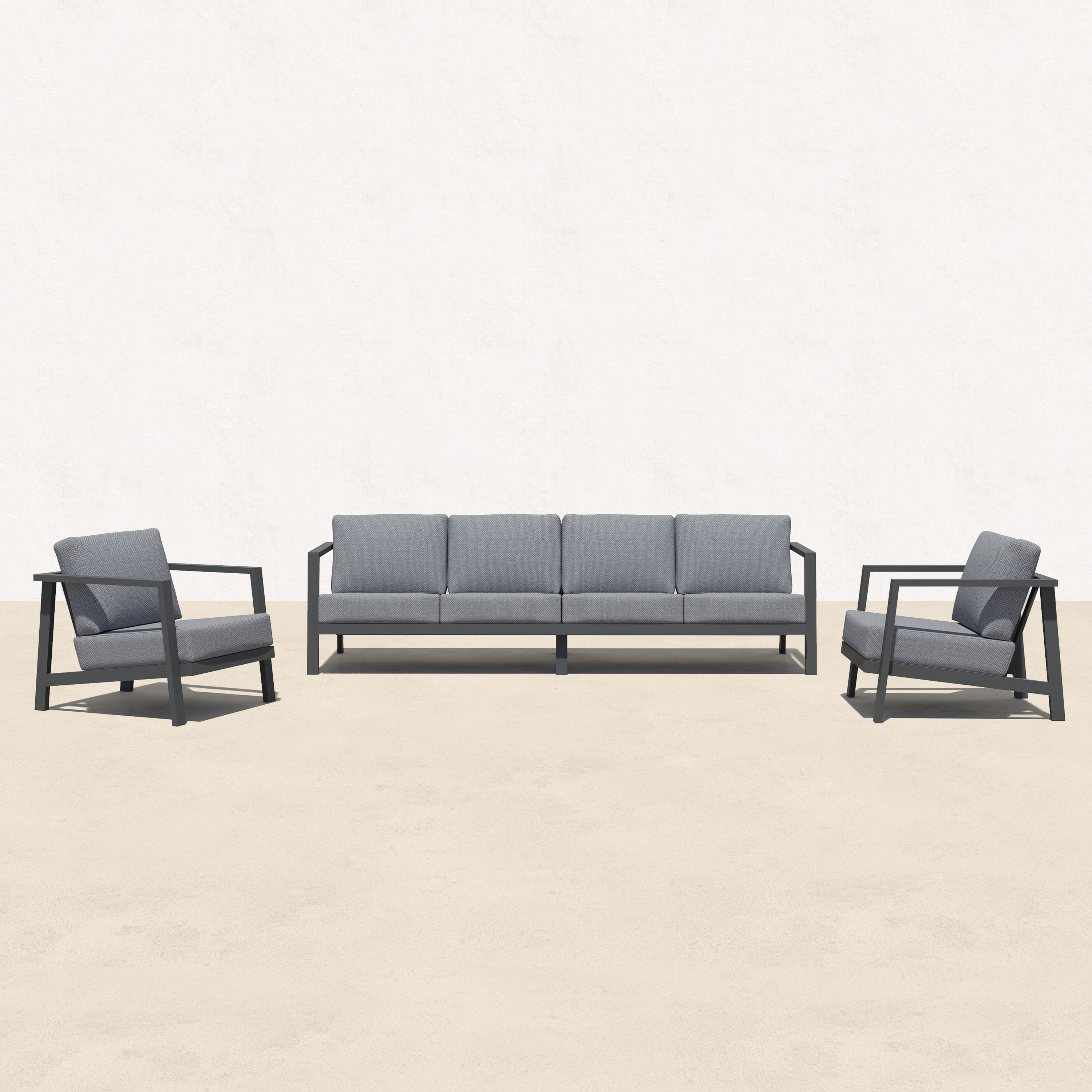 KATE Aluminum Furniture Outdoor with Armchairs - 6 Seat-Baeryon Furniture