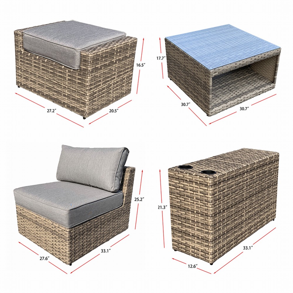 VENTURA 12 Piece Luxury L Shape Sectional Patio Sofa-Baeryon Furniture