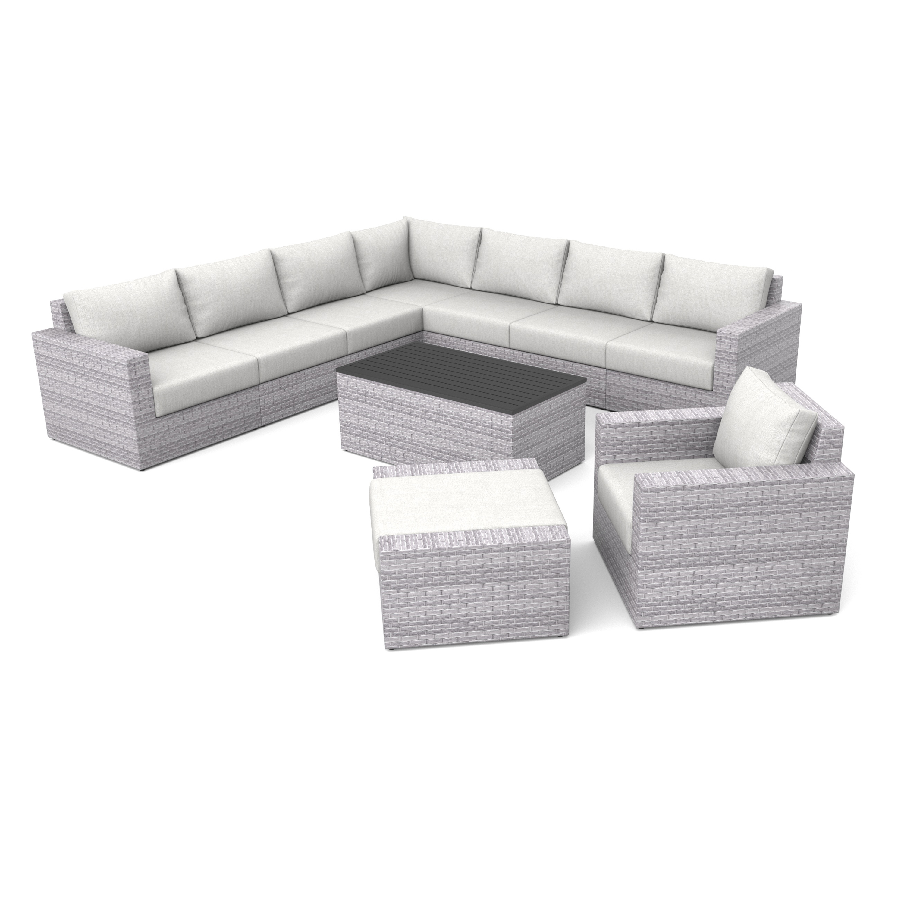 AVALON 10 Piece Wicker Sectional Outdoor Furniture-Baeryon Furniture