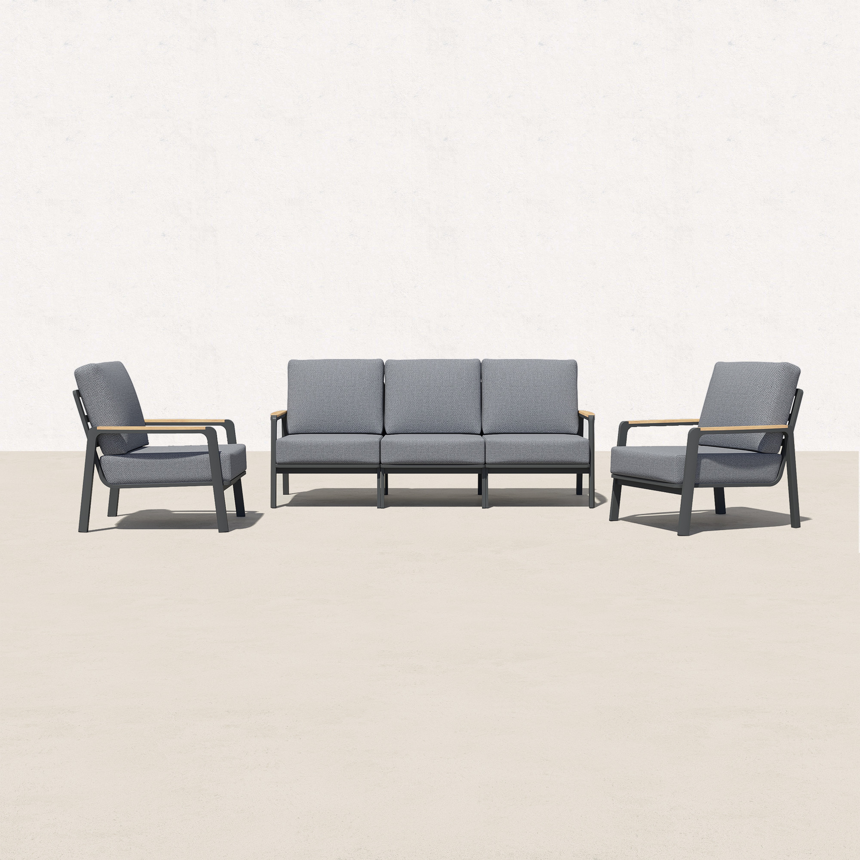 Orion Teak Outdoor Sofa with Armchairs - 5 Seat-Baeryon Furniture