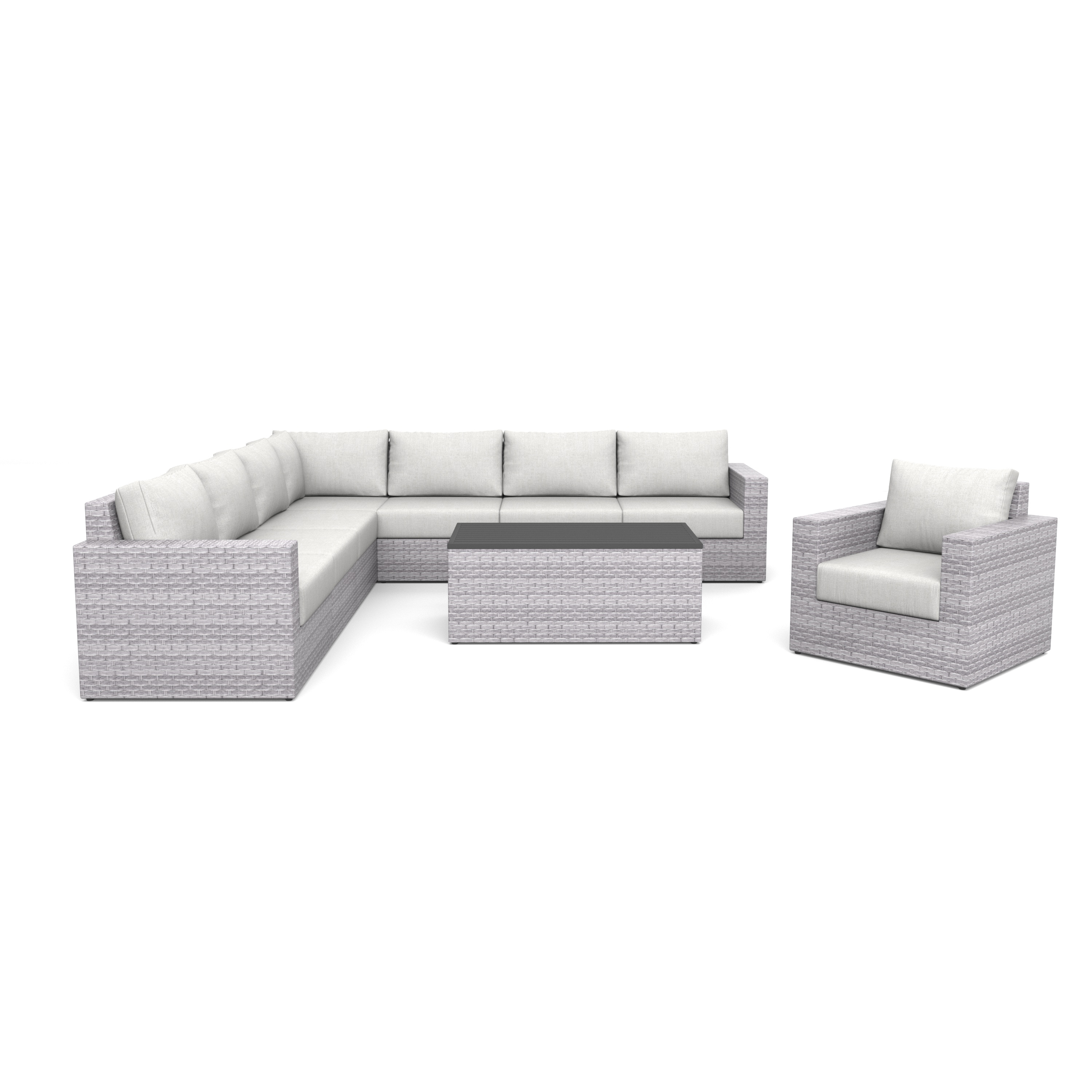 AVALON 9 Piece Wicker Outdoor Sectional With Armchair-Baeryon Furniture