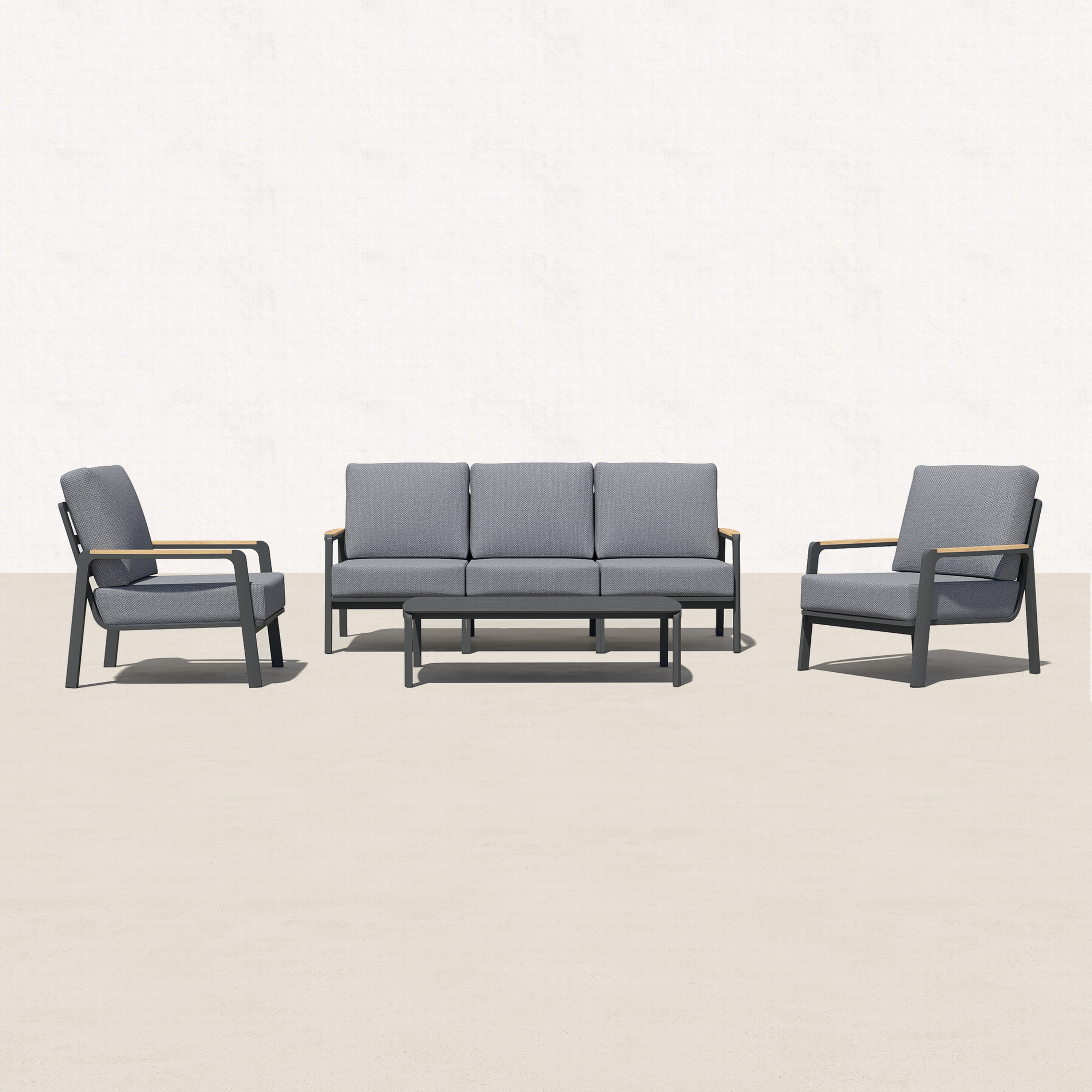 Orion Teak Outdoor Sofa with Coffee Table - 5 Seat-Baeryon Furniture