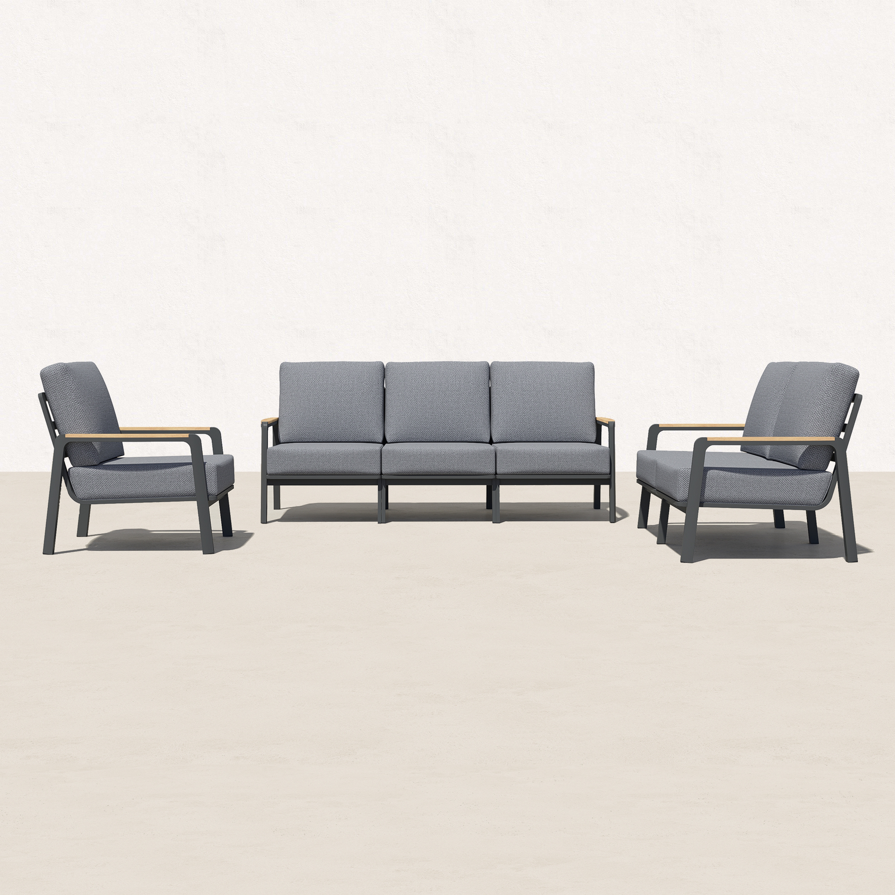 Orion 6 Piece Teak Outdoor Conversation Sofa Set-Baeryon Furniture